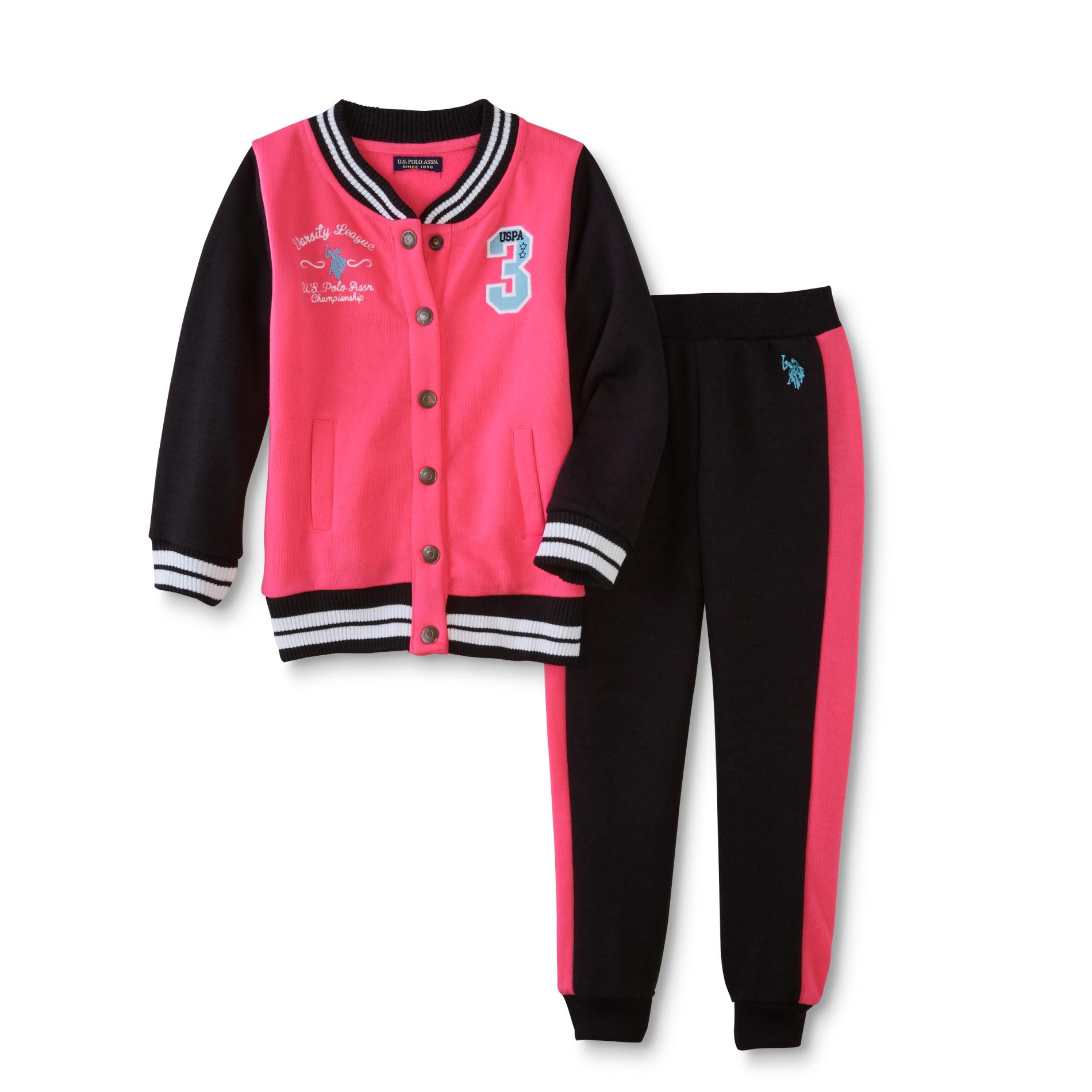 U.S. Polo Assn. Girls' Varsity Jacket & Sweatpants