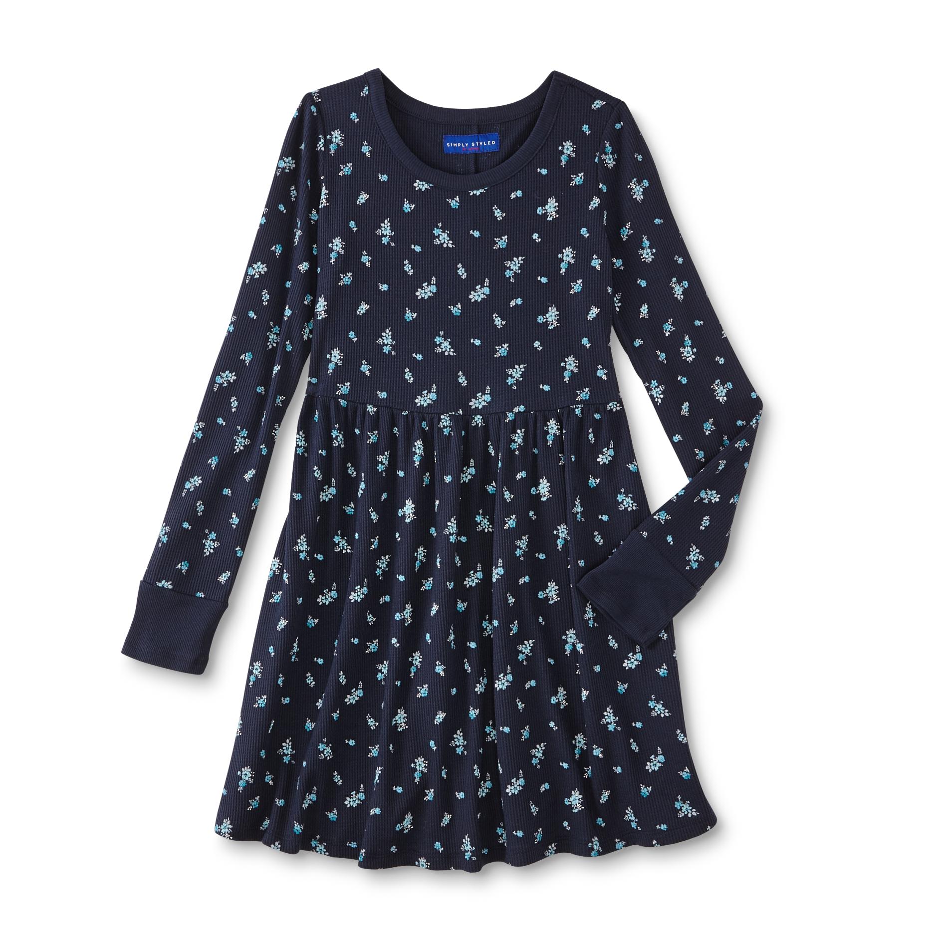 Simply Styled Girl's Thermal Long-Sleeve Dress - Floral