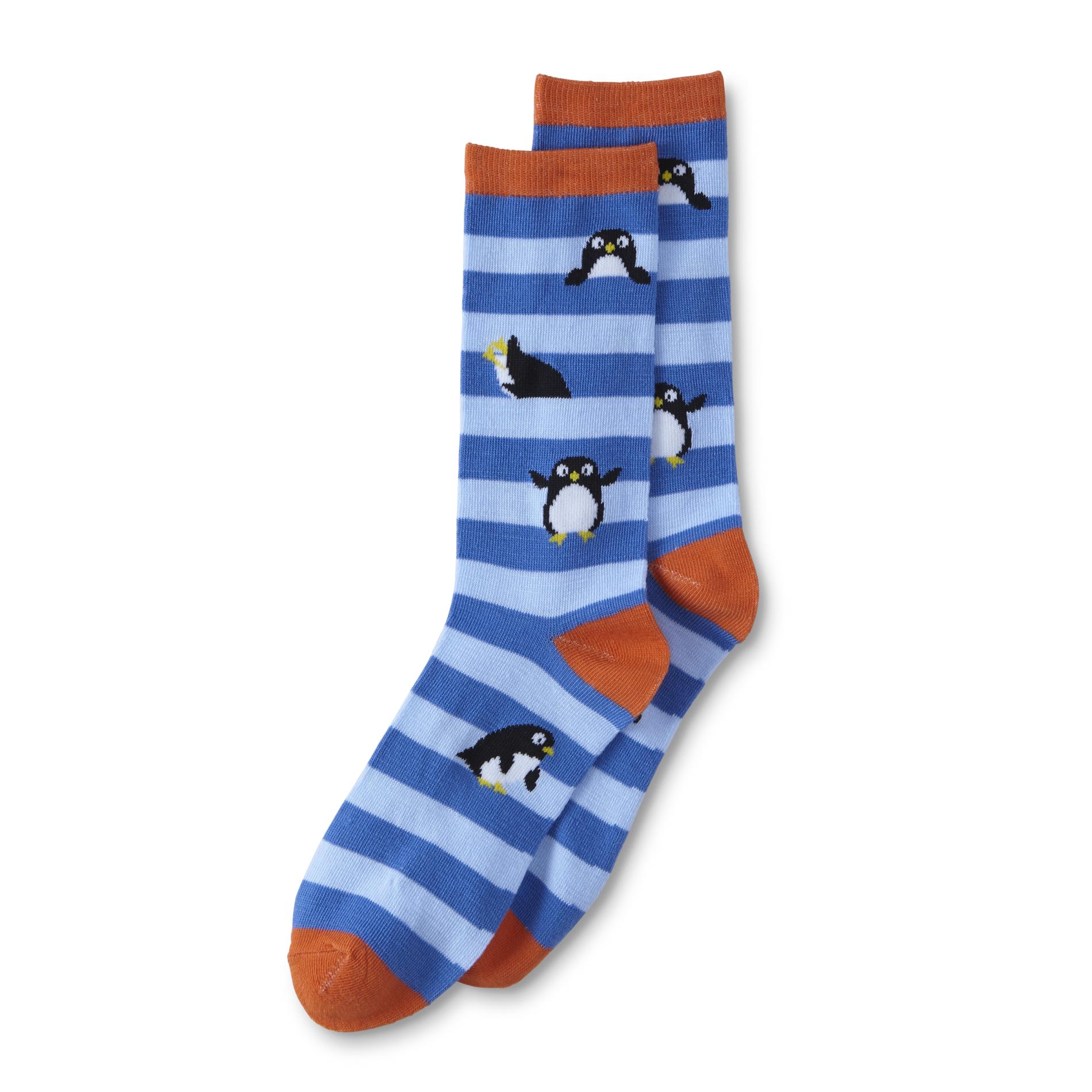 Joe Boxer Junior's Novelty Socks - Striped & Penguins