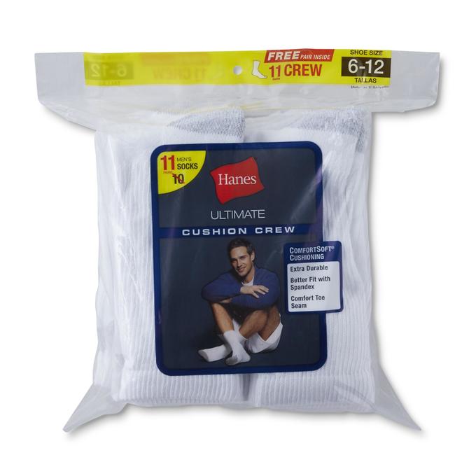 Hanes Men's 10Pairs Cushion Crew Socks