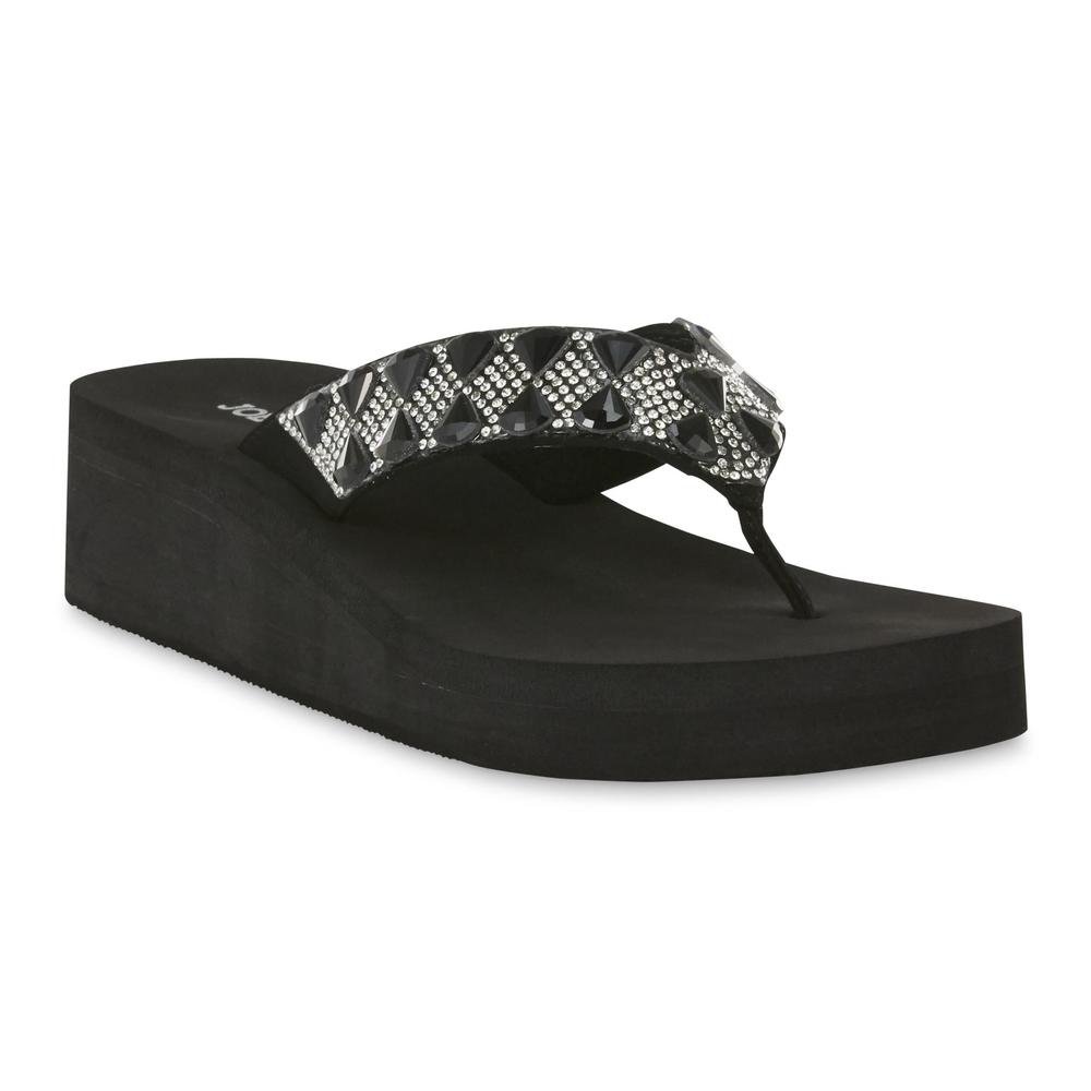 Joe Boxer Women's Black Replay Thong Sandal
