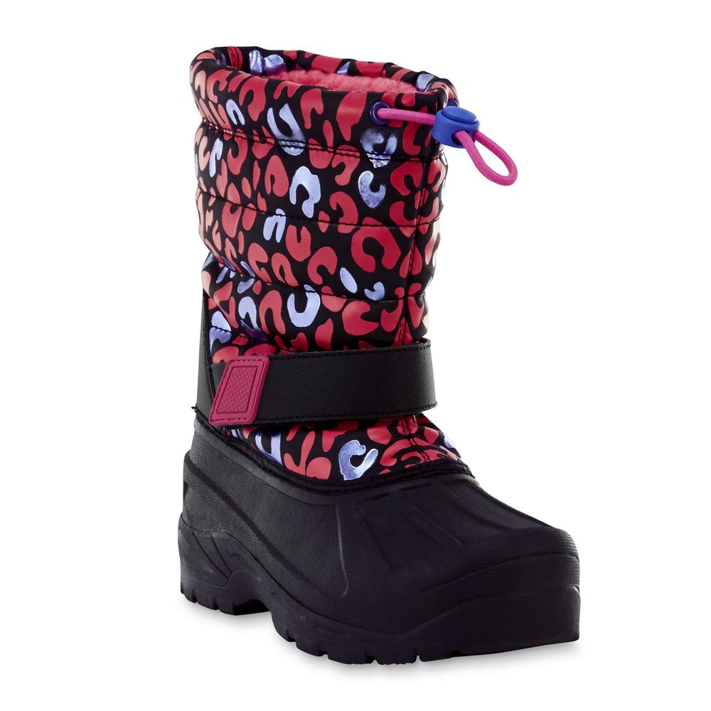 Athletech Girls' Rue Black/Pink/Leopard Print Waterproof Winter Boot
