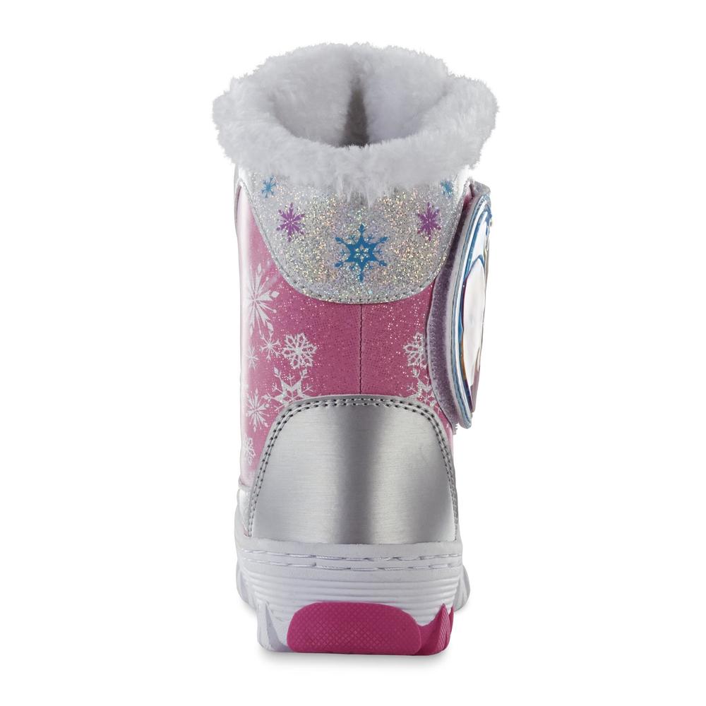 Disney Toddler Girls' Frozen Silver/Pink/Blue Snow Boot