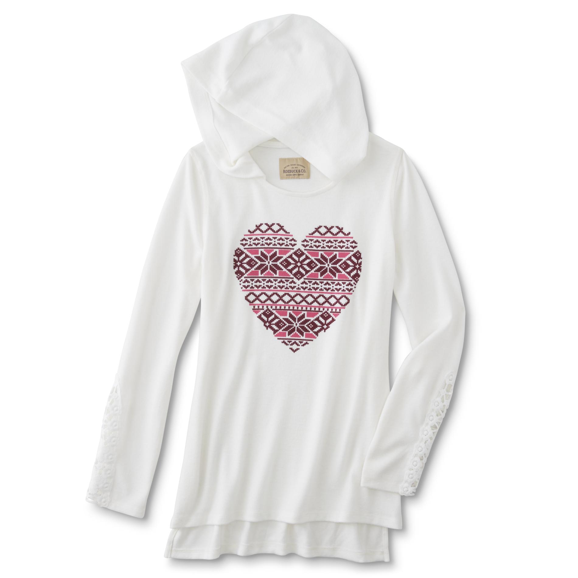 ROEBUCK & CO R1893 Girls' Graphic Hooded Sweater - Heart