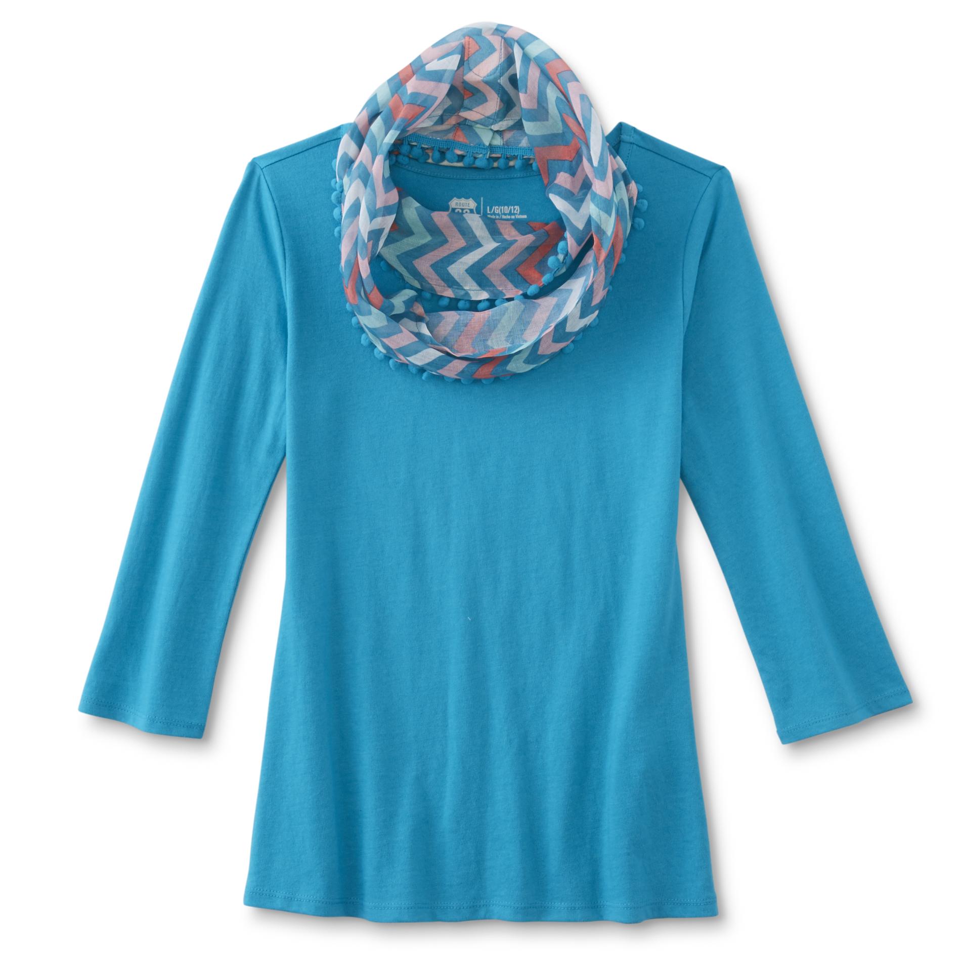 Route 66 Girls' Top & Infinity Scarf - Chevron