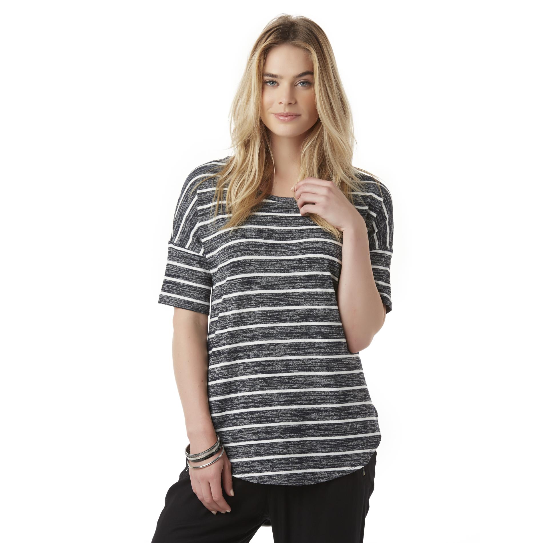 Simply Styled Women's Drop-Shoulder Tunic Top - Striped