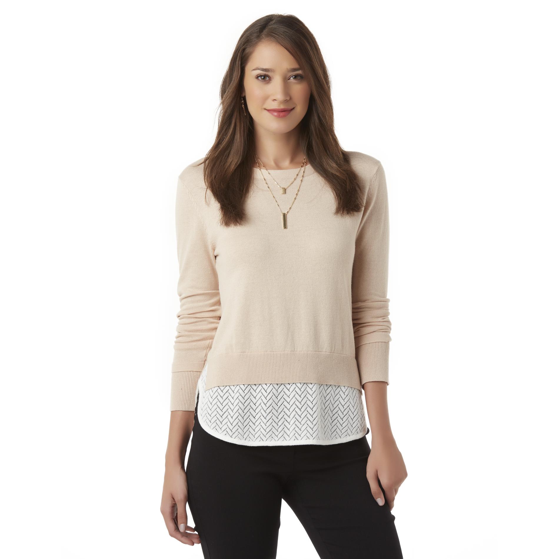 Metaphor Women's Layered-Look Pointelle Sweater