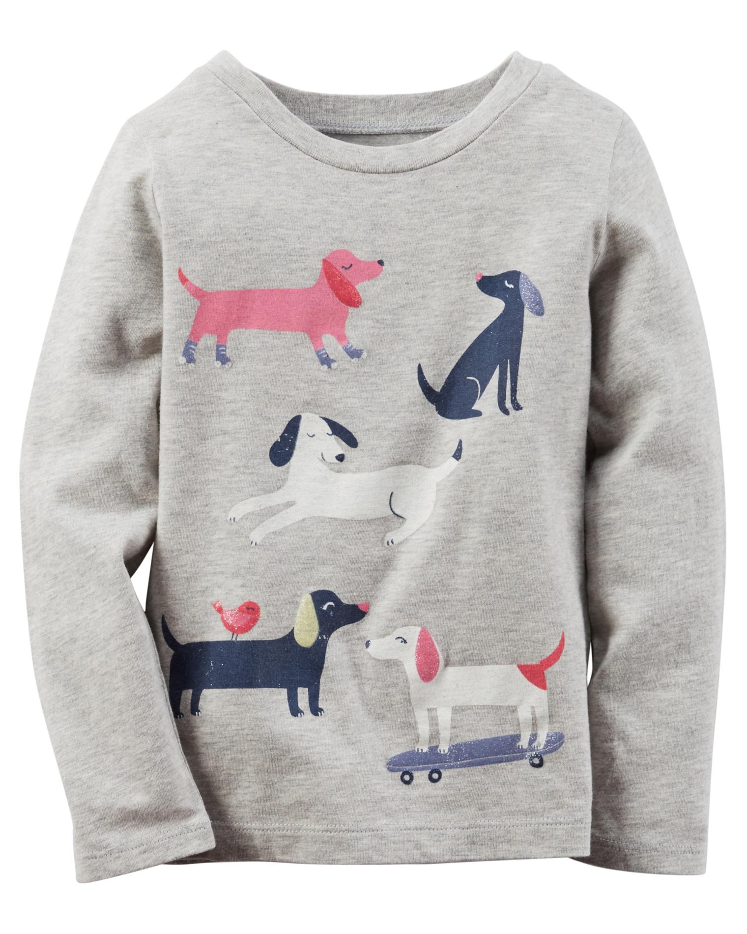 Carter's Girls' Long-Sleeve Graphic T-Shirt - Dogs