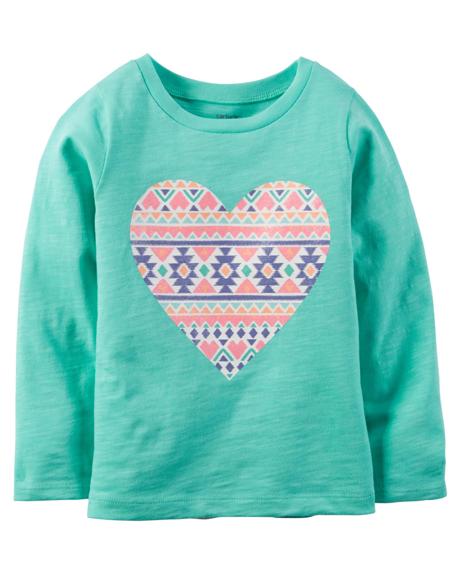 Carter's Girls' Long-Sleeve Graphic T-Shirt - Heart