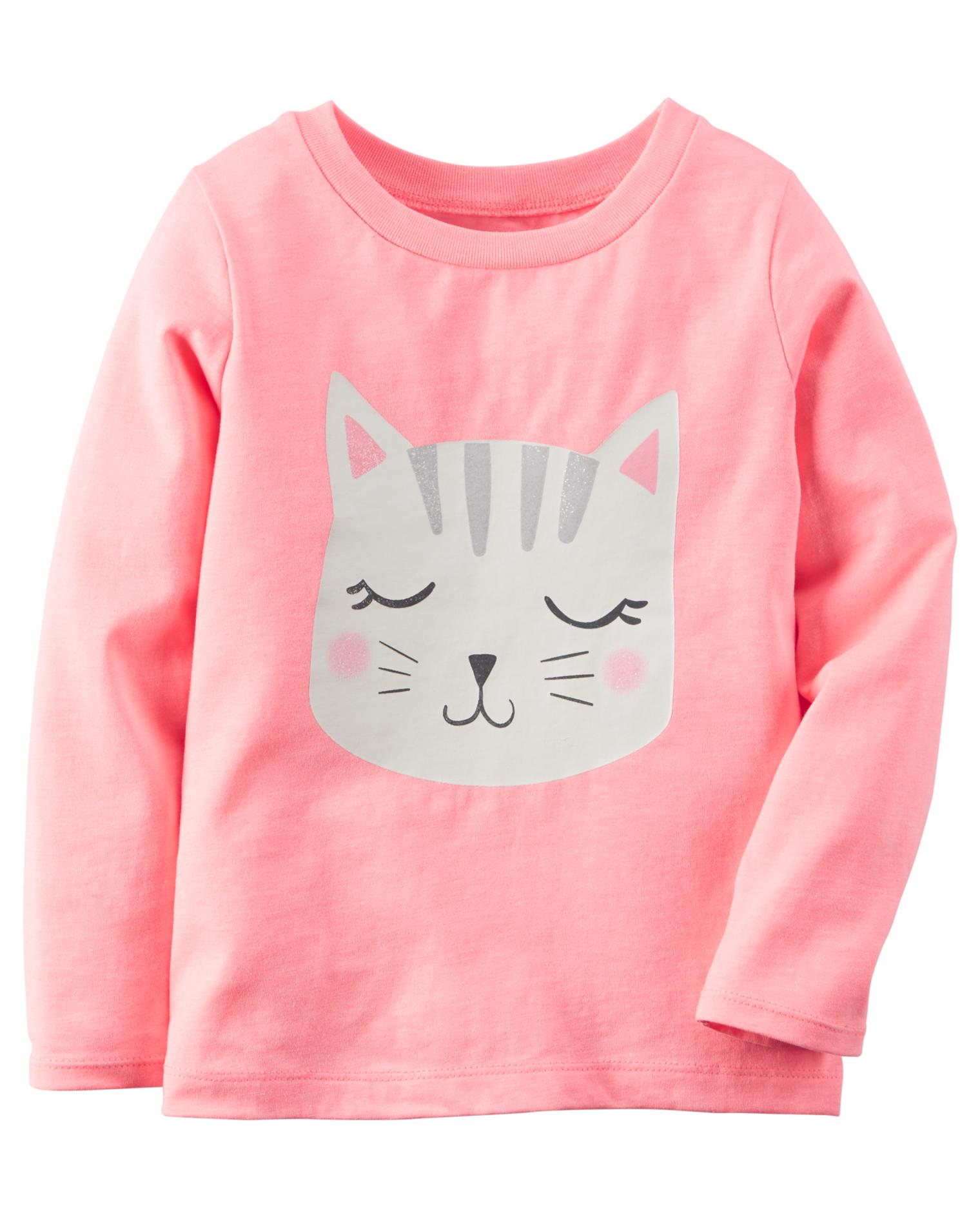 Carter's Girls' Long-Sleeve Graphic T-Shirt - Cat