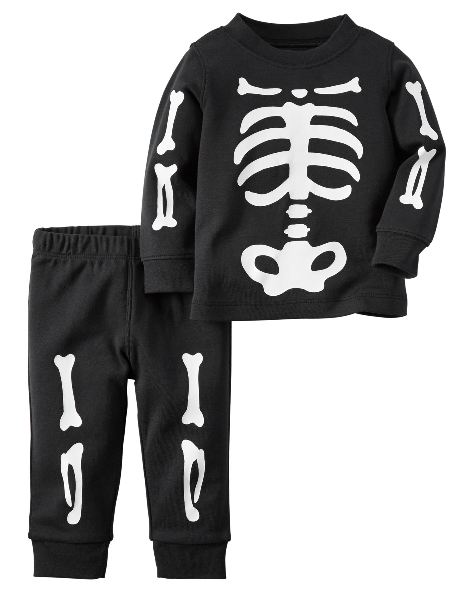 Carter's Newborn & Infant Boys' Halloween Pajama Shirt & Pants - Skeleton