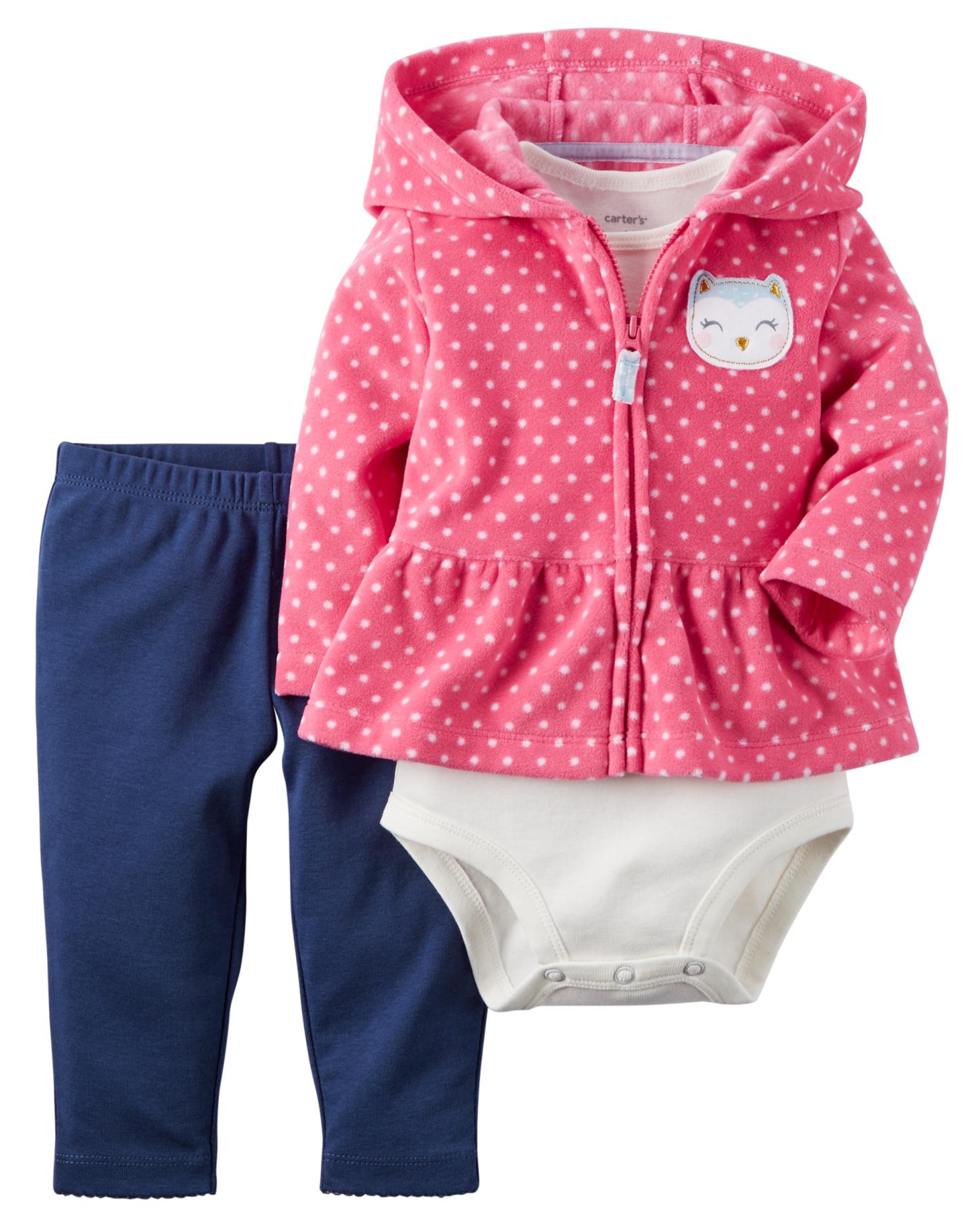 Carter's Newborn & Infant Girls' Hoodie Jacket, Bodysuit & Leggings - Polka Dot
