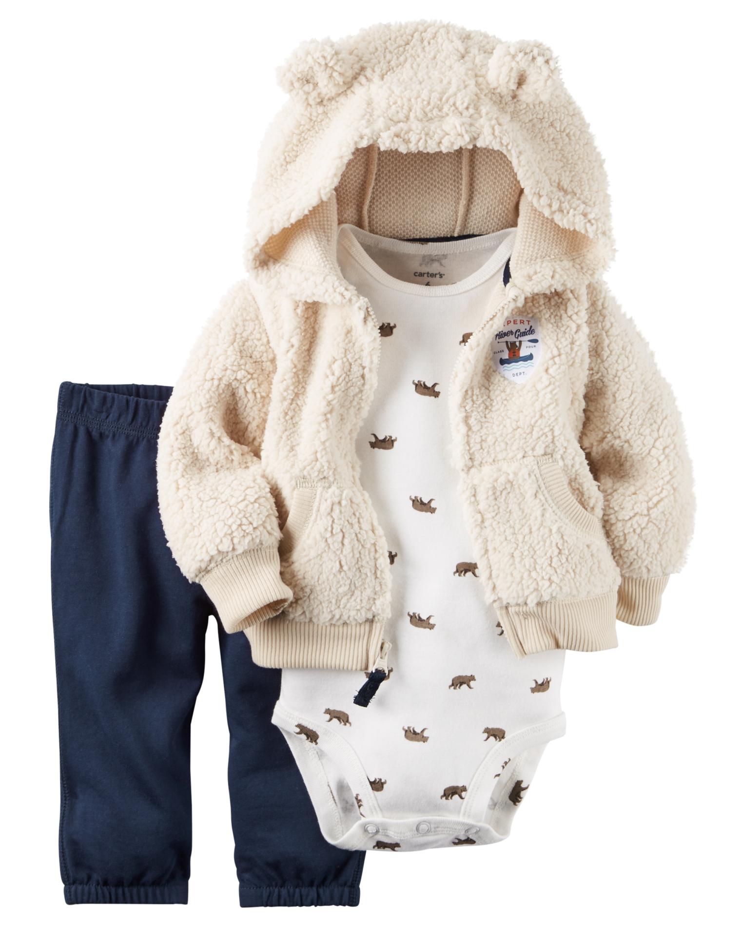 Carter's Newborn & Infant Boys' Hoodie Jacket, Bodysuit & Pants - Bears
