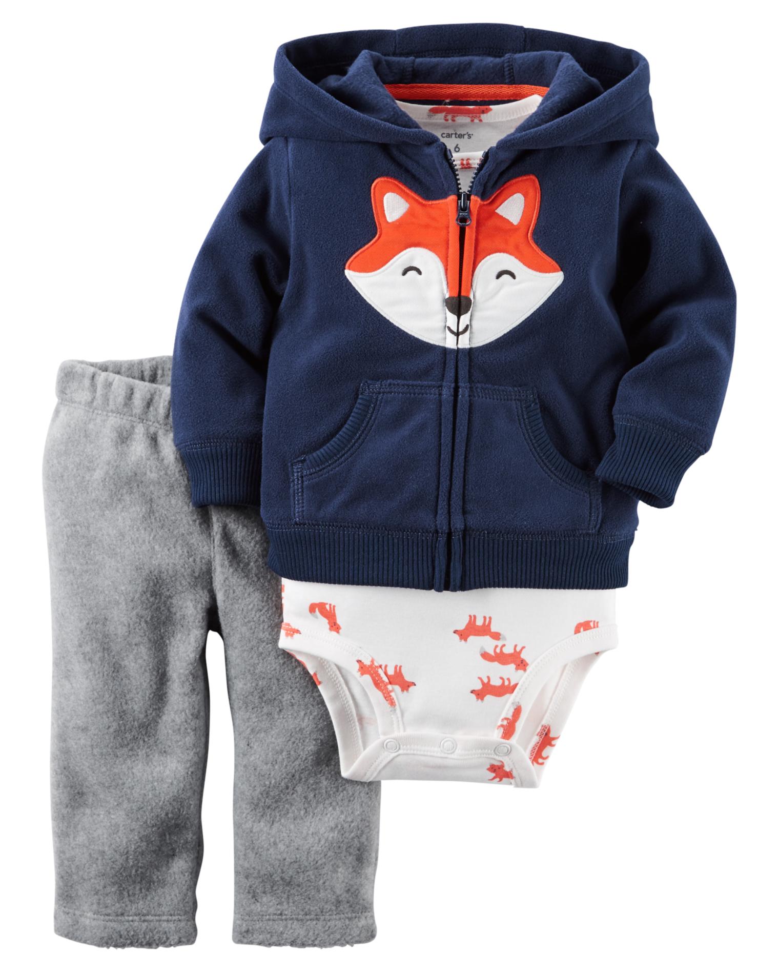 Carter's Newborn & Infant Boys' Hoodie Jacket, Bodysuit & Pants - Fox