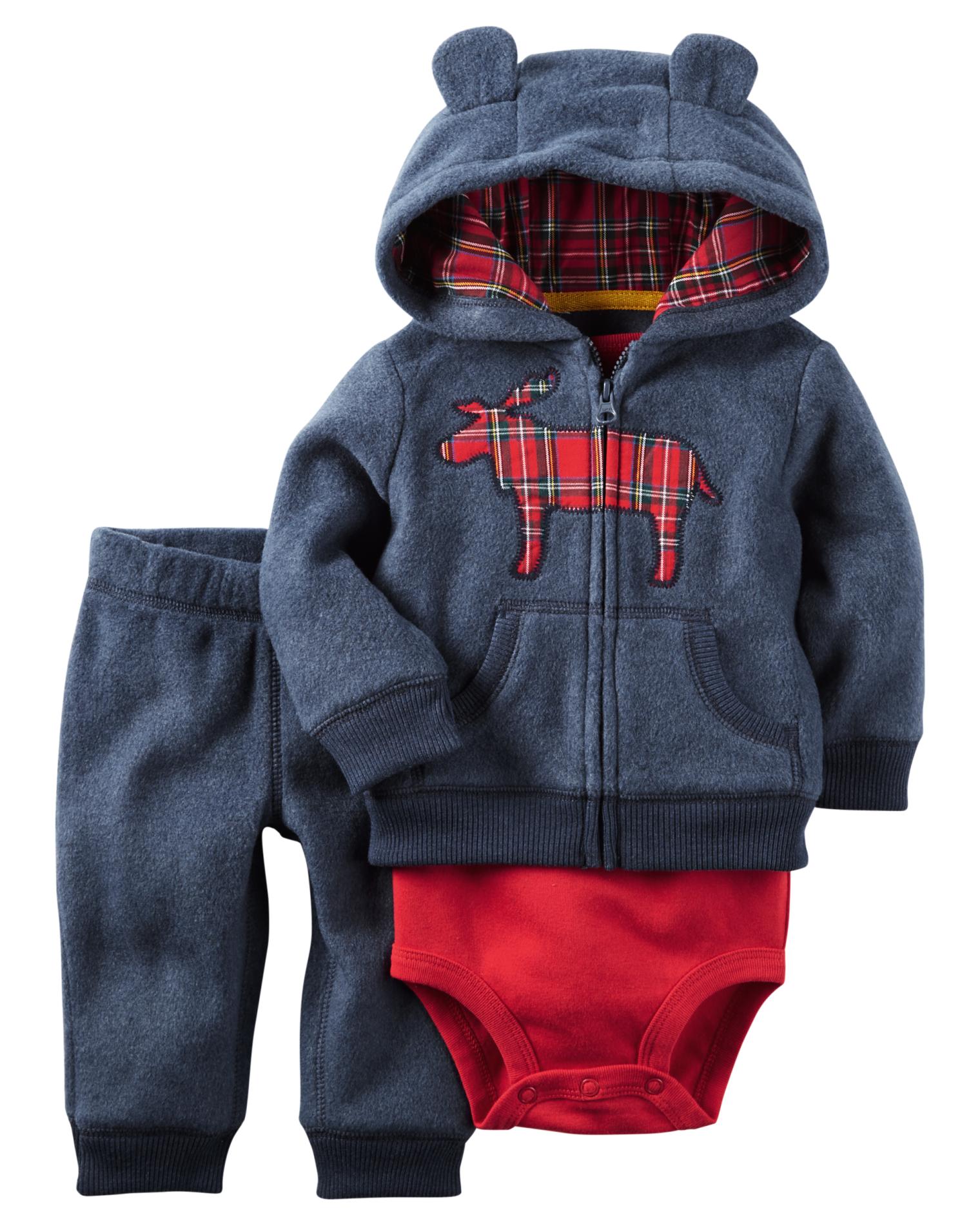 Carter's Newborn & Infant Boys' Hoodie Jacket, Bodysuit & Pants - Moose