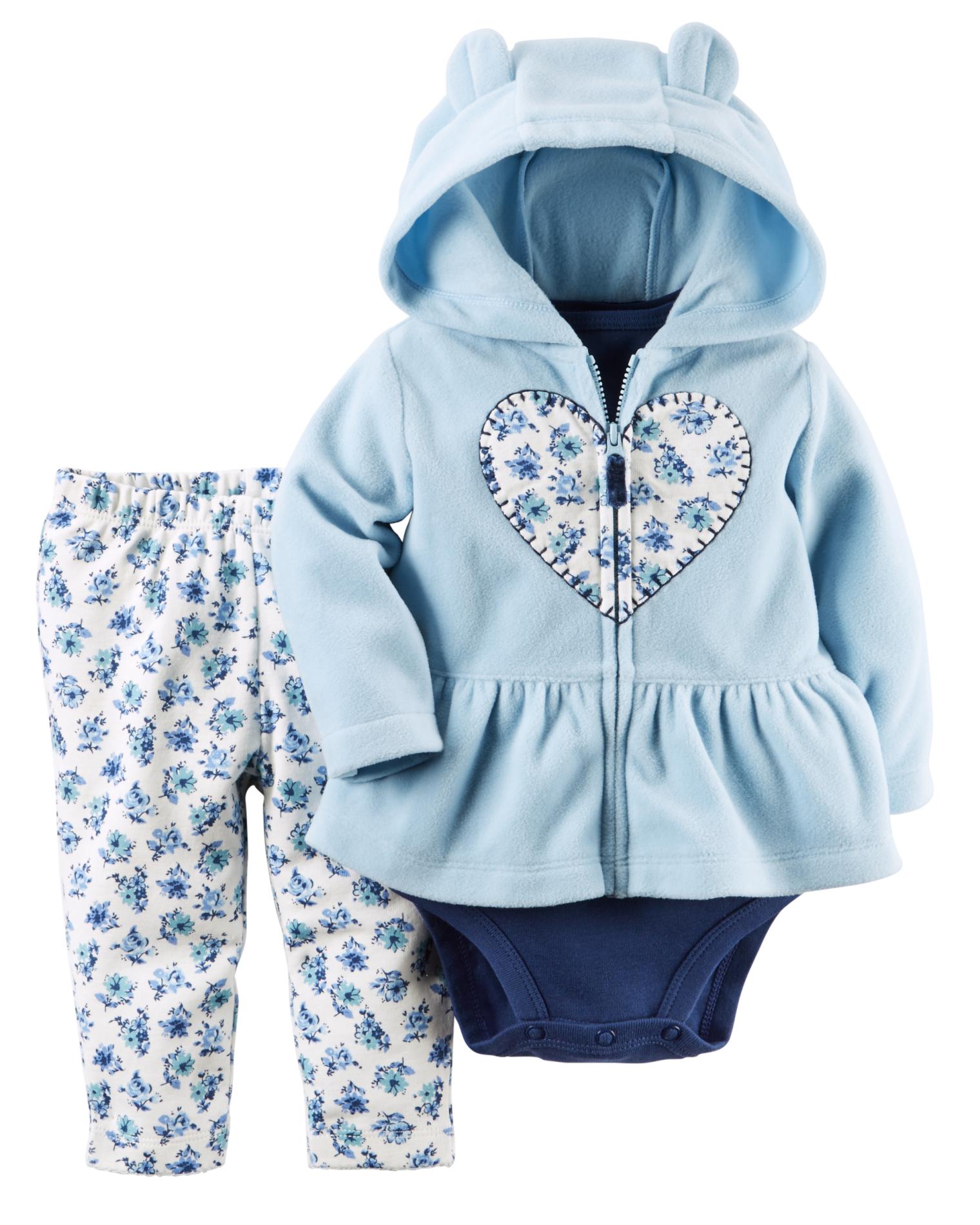Carter's Newborn & Infant Girls' Hoodie Jacket, Bodysuit & Leggings - Floral