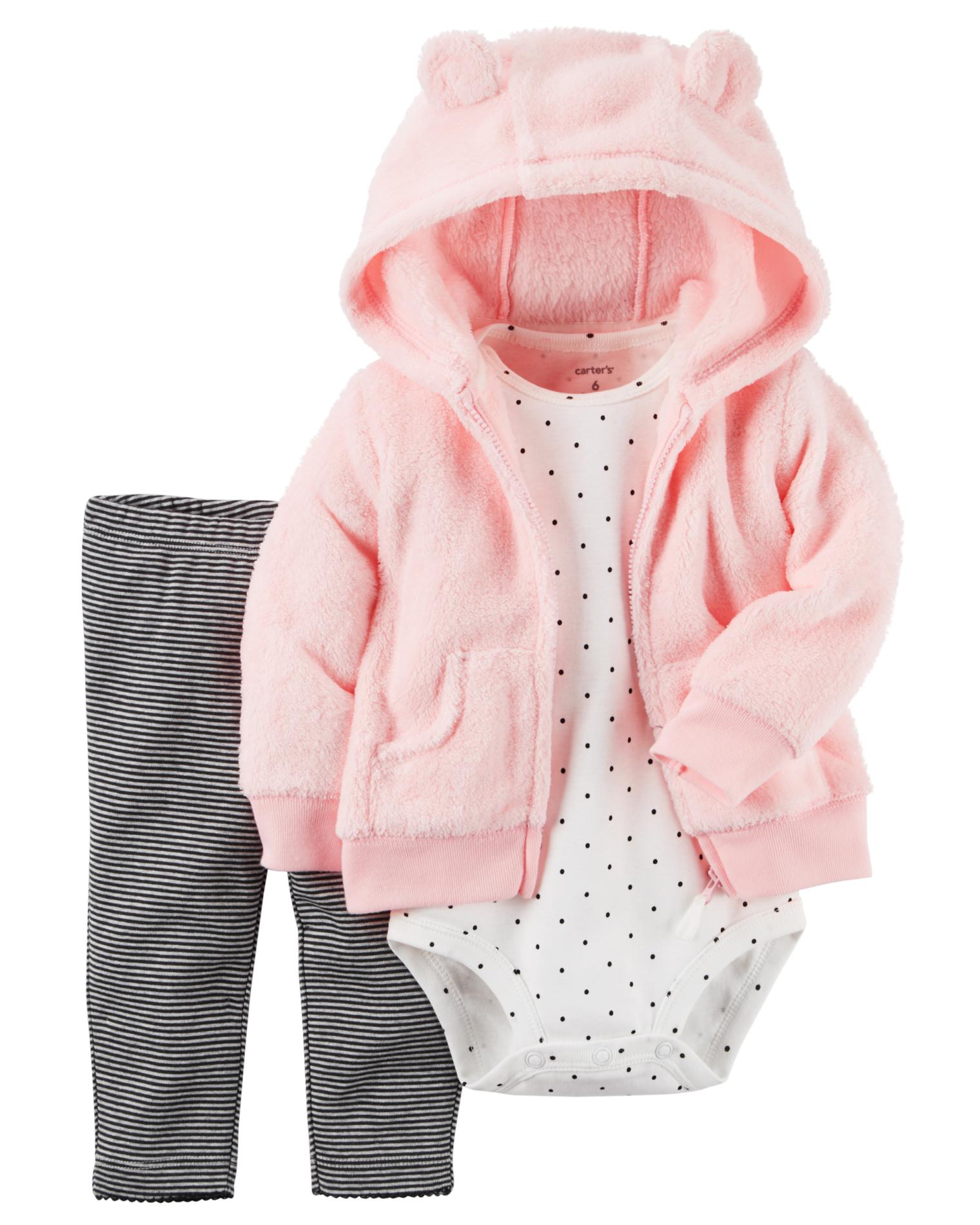 Carter's Newborn & Infant Girls' Hoodie Jacket, Bodysuit & Leggings - Polka Dot