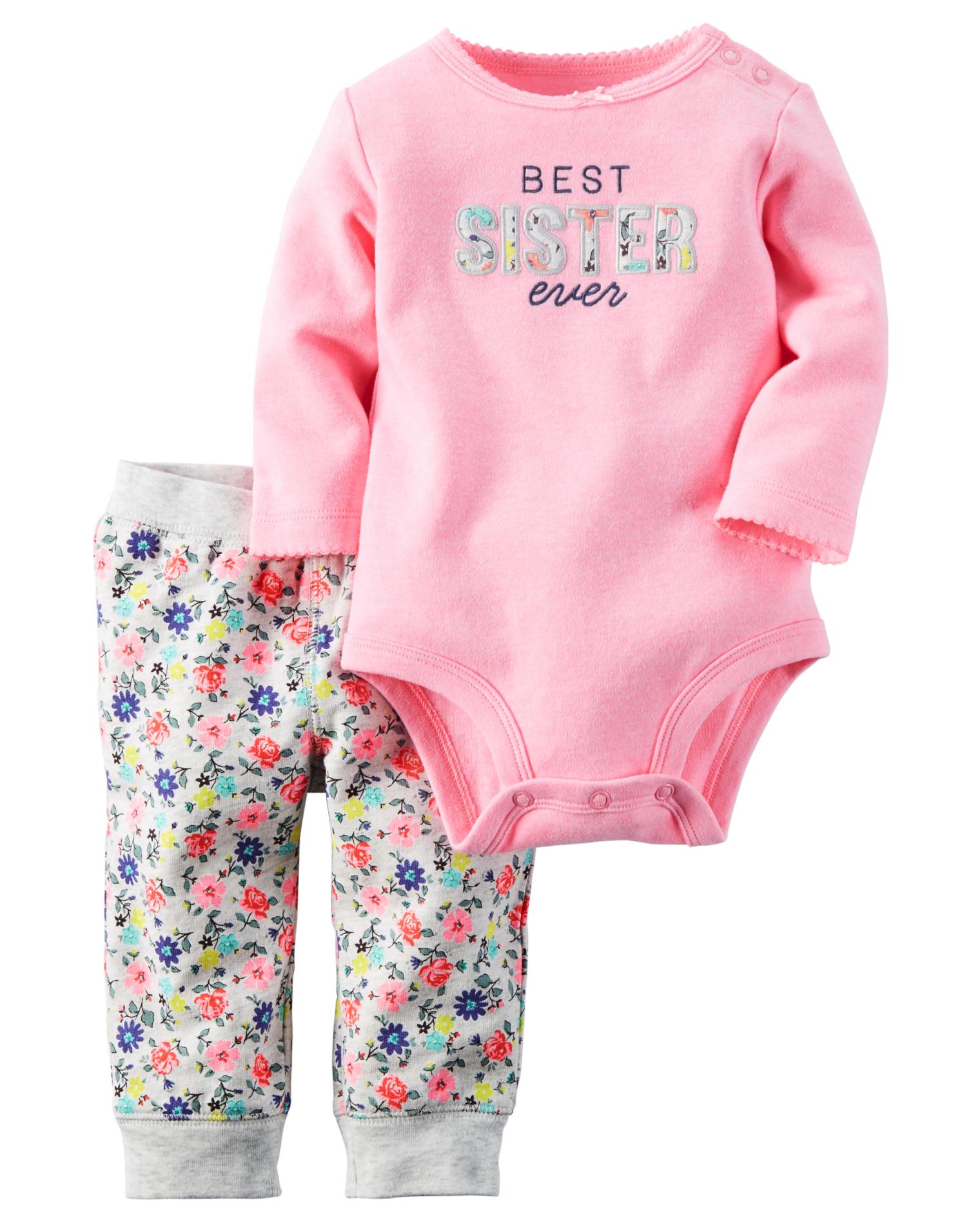 Carter's Newborn & Infant Girls' Long-Sleeve Bodysuit & Sweatpants - Best Sister