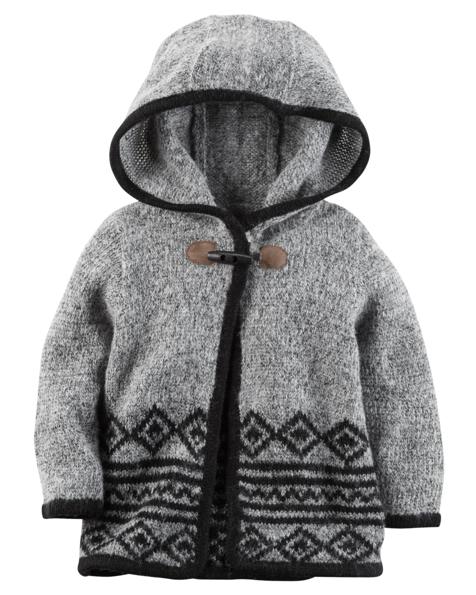 Carter's Newborn & Infant Girls' Hooded Toggle Sweater - Tribal