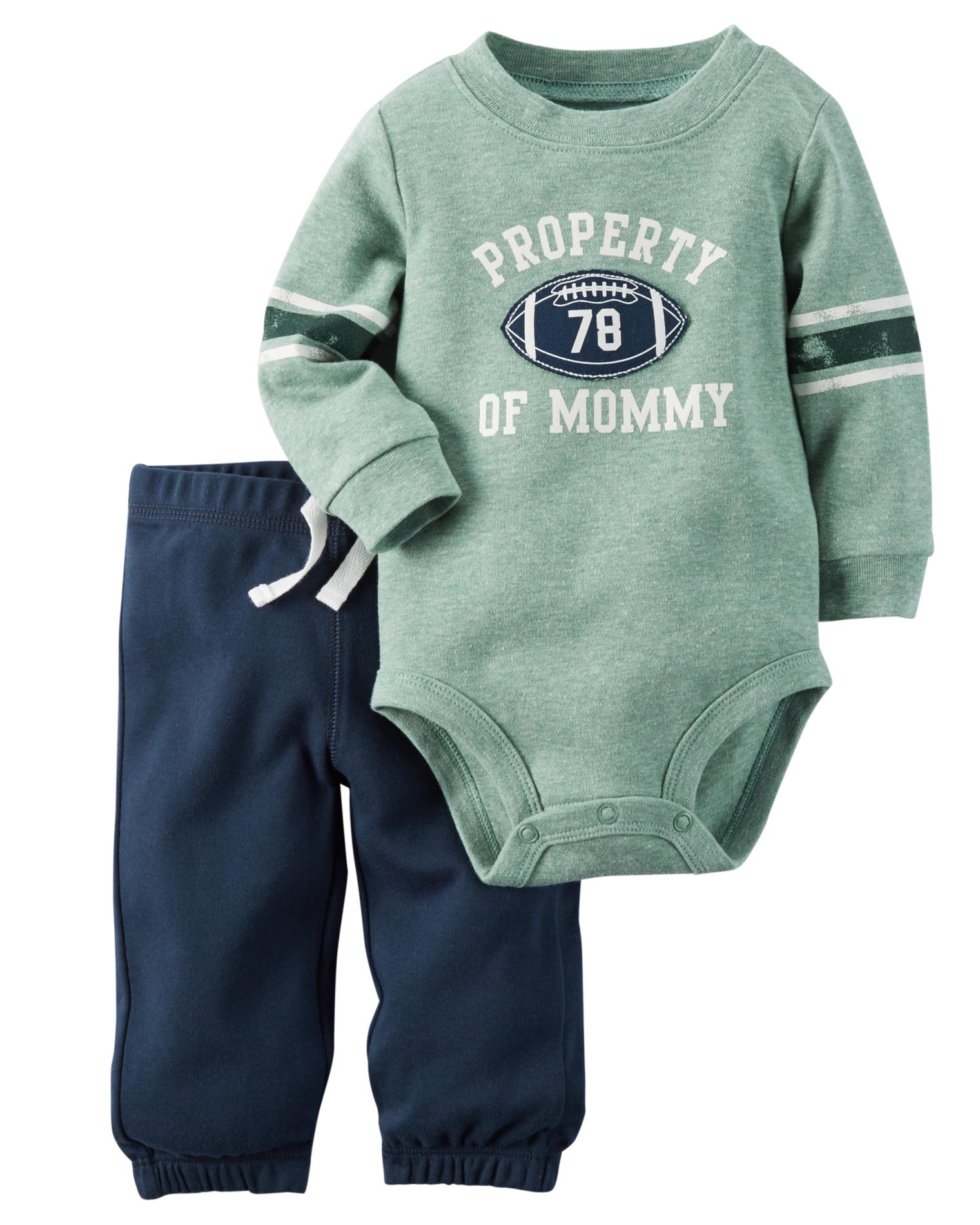 Carter's Newborn & Infant Boys' Long-Sleeve Bodysuit & Sweatpants - Football