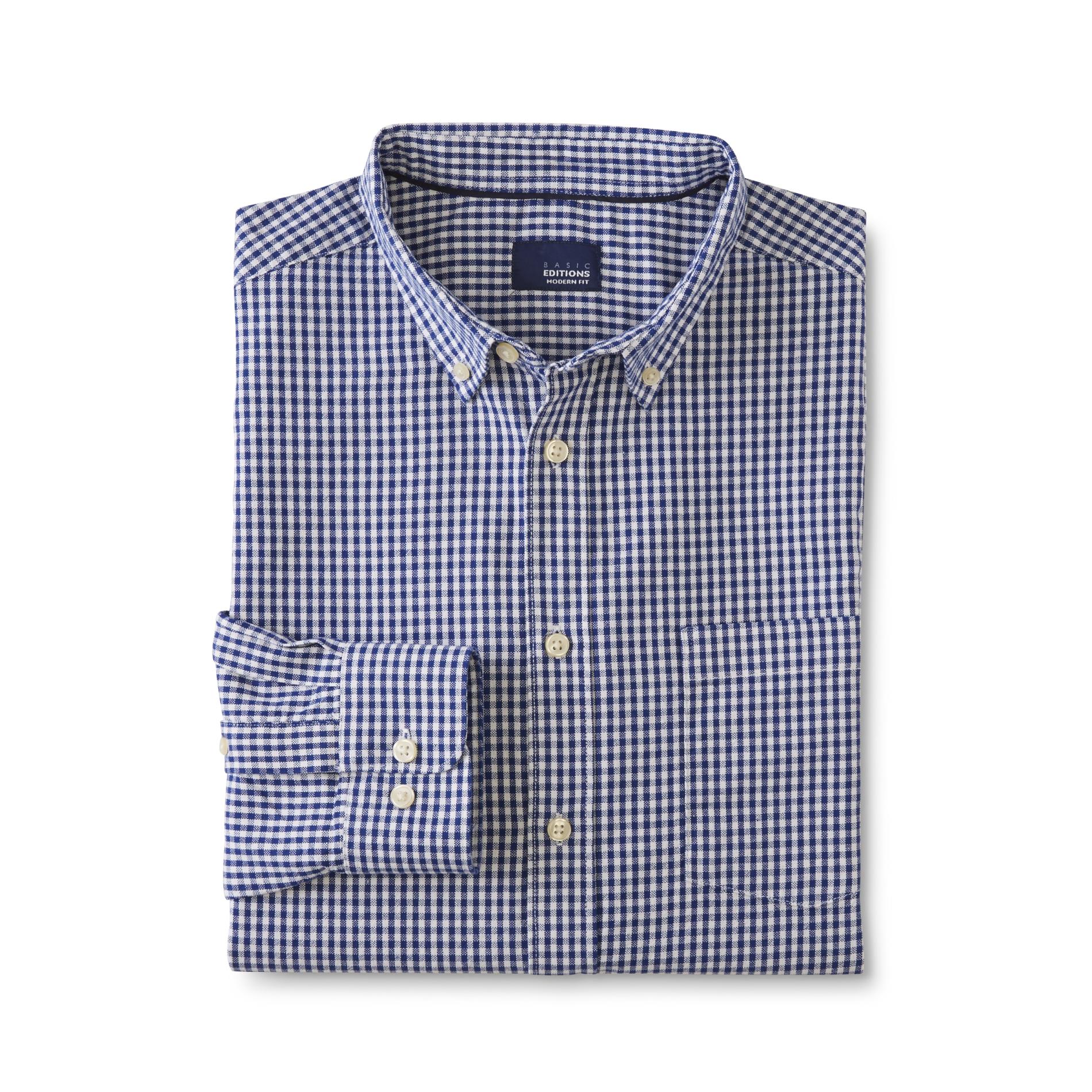 Basic Editions Men's Button-Front Oxford Shirt - Gingham