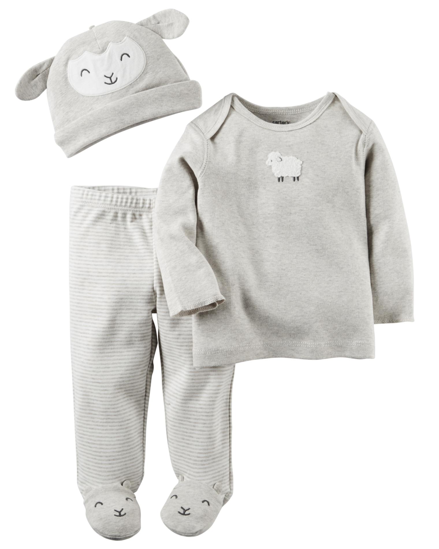Carter's Newborns' Cap, Shirt & Footed Pants - Lamb