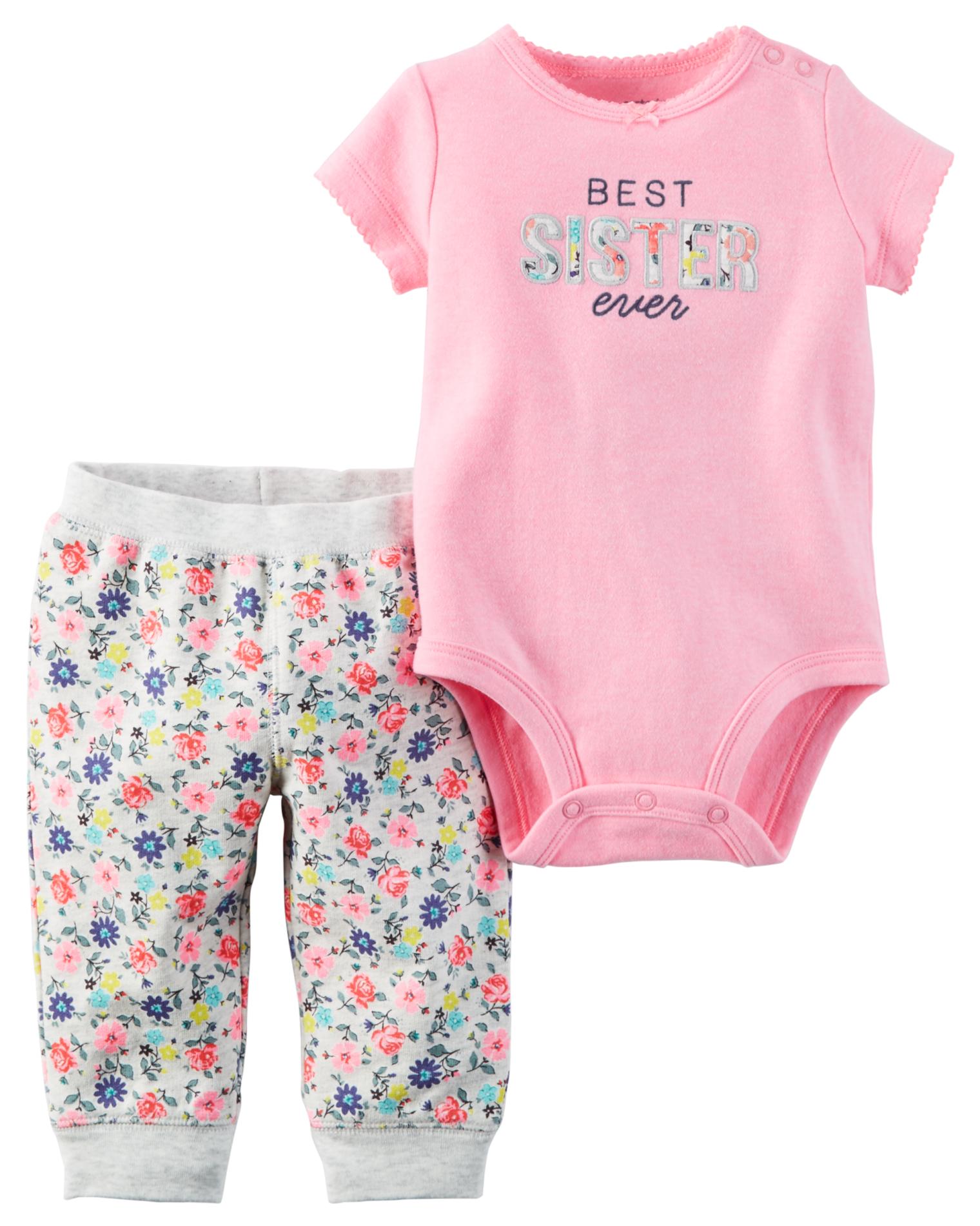 Carter's Newborn & Infant Girls' Short-Sleeve Bodysuit & Sweatpants - Best Sister
