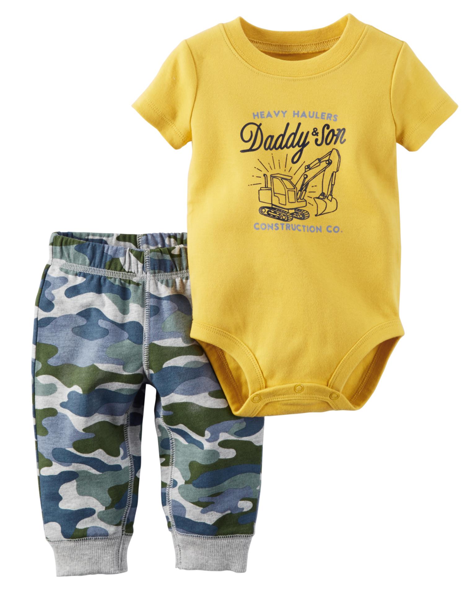 Carter's Newborn & Infant Boys' Short-Sleeve Bodysuit & Sweatpants - Camouflage