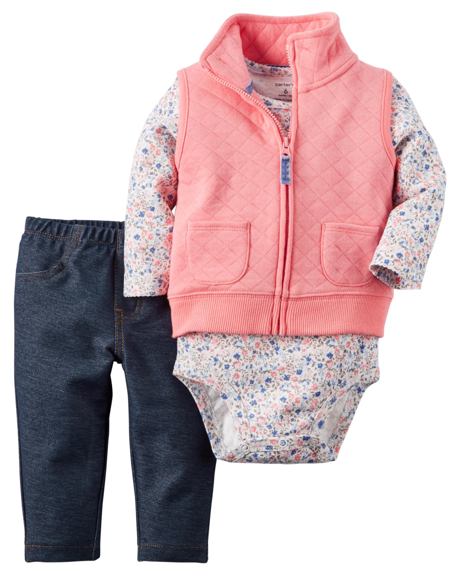 Carter's Newborn & Infant Girls' Vest, Bodysuit & Leggings - Floral