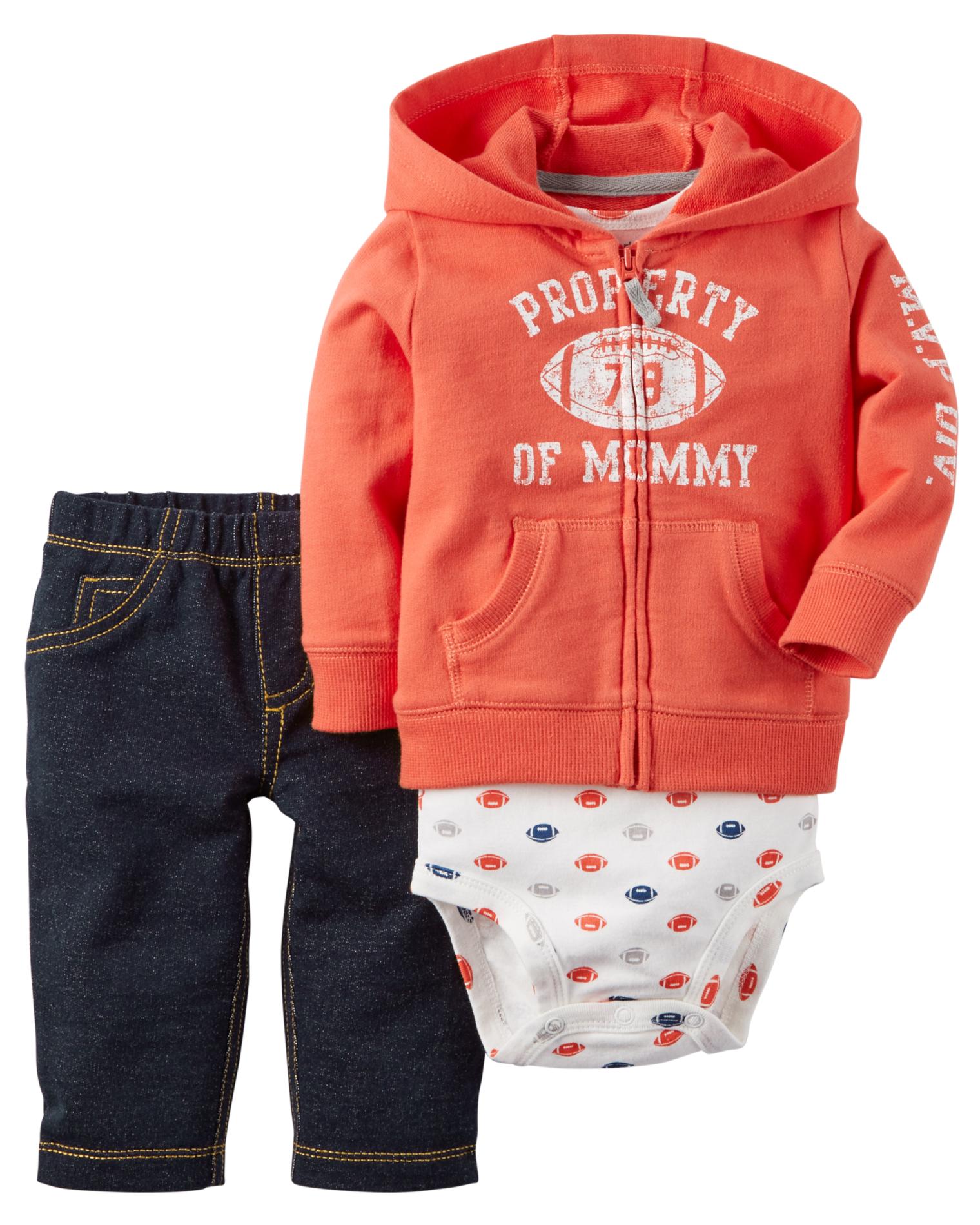 Carter's Newborn & Infant Boys' Hoodie Jacket, Bodysuit & Jeans - Football