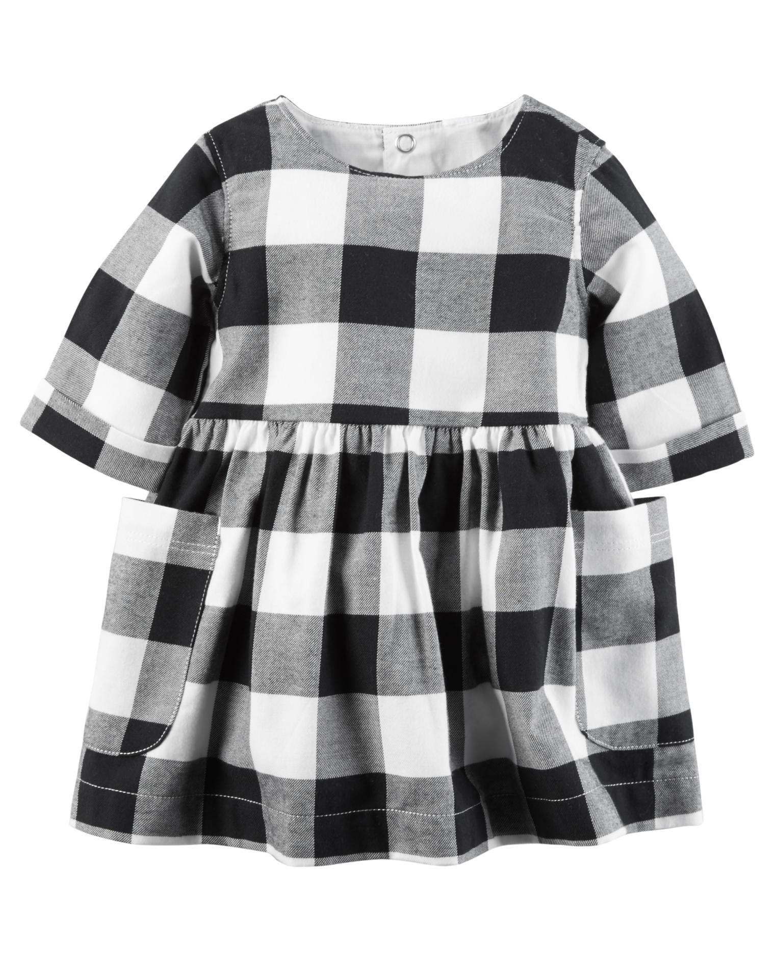 Carter's Newborn & Infant Girls' Flannel Dress & Diaper Cover - Buffalo Check