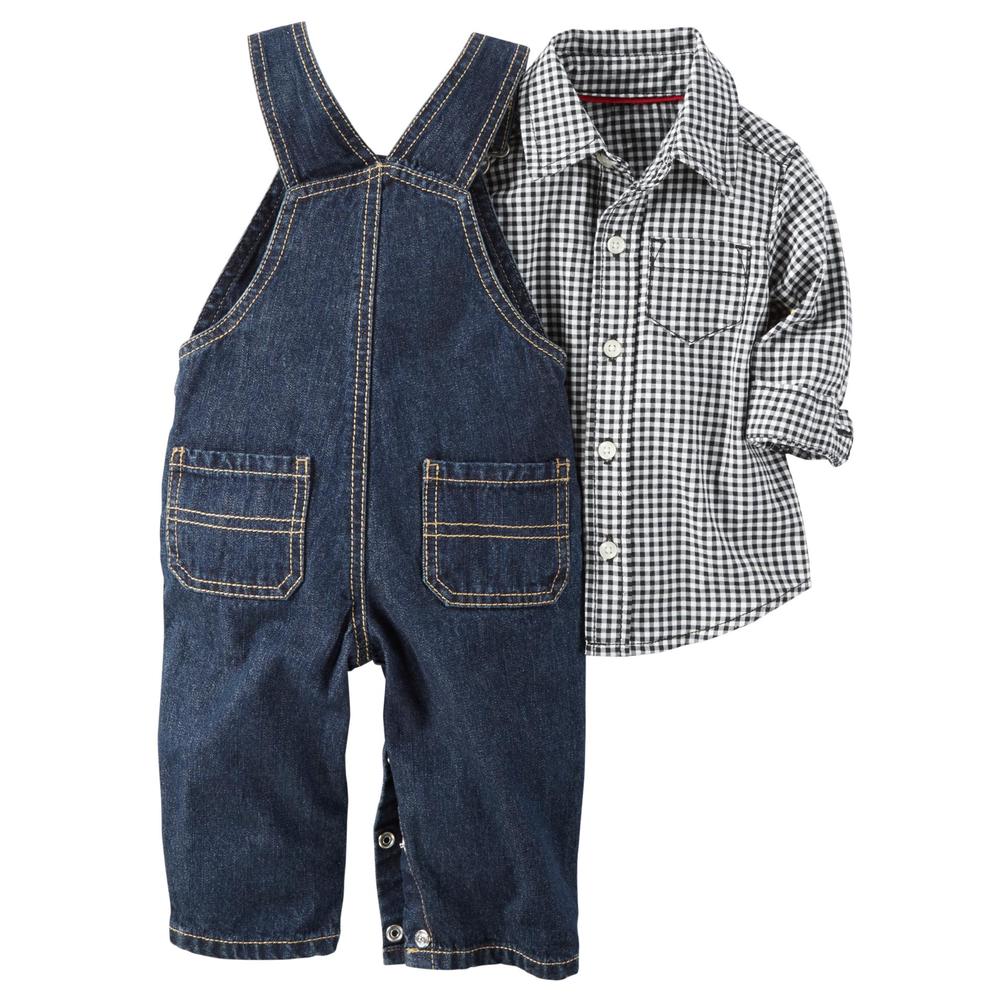 Carter's Newborn & Infant Boys' Button-Front Shirt & Overalls - Checkered