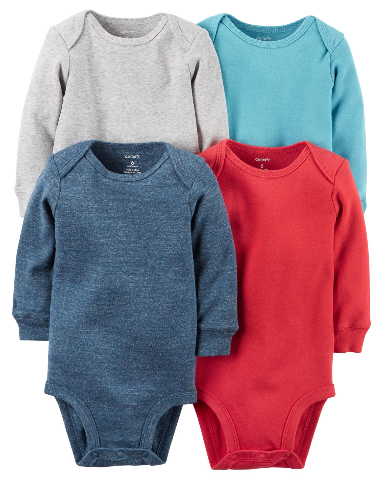 Carter's Newborn & Infant Boys' 4-Pack Long-Sleeve Bodysuits