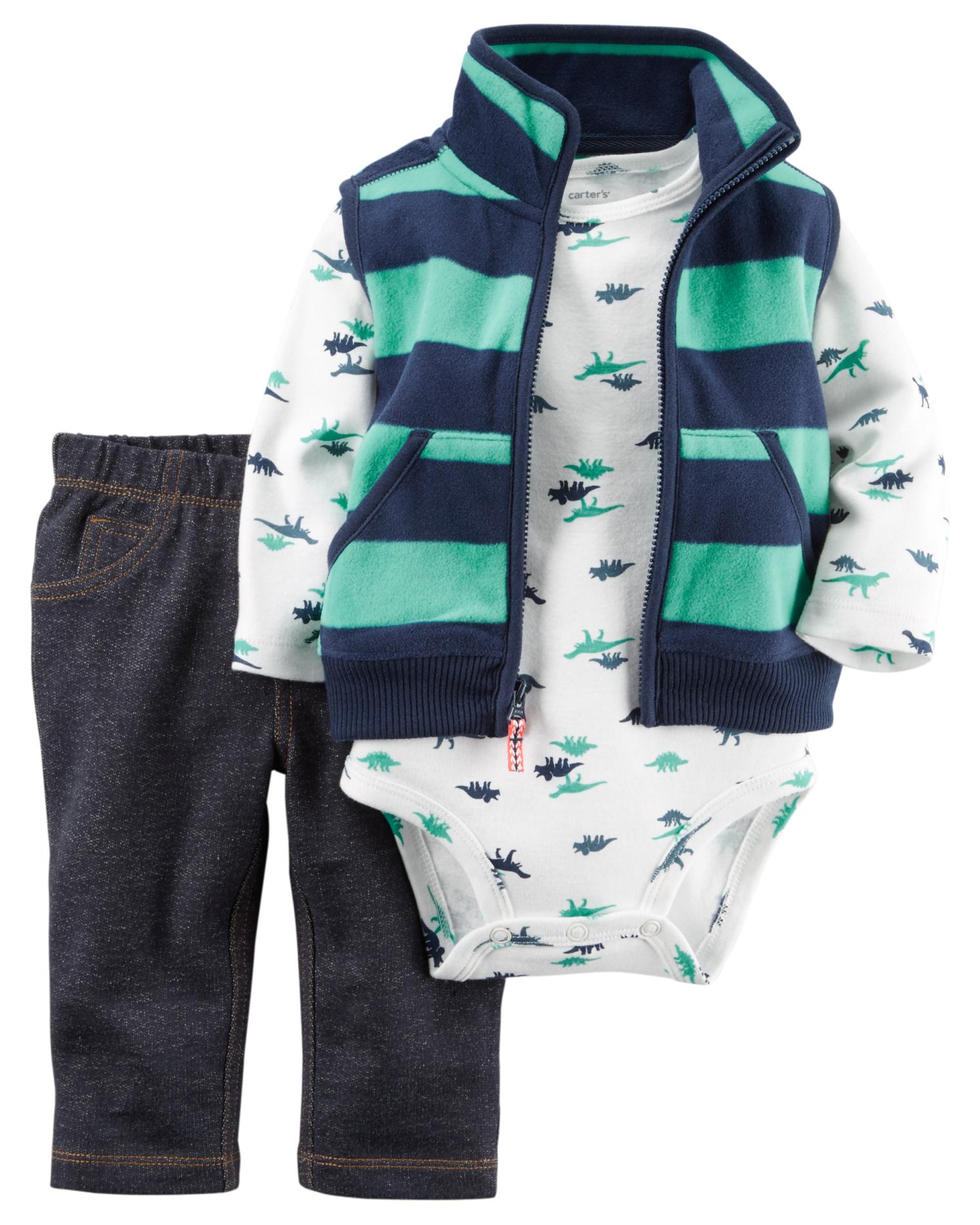 Carter's Newborn & Infant Boys' Vest, Bodysuit & Pants - Dinosaurs