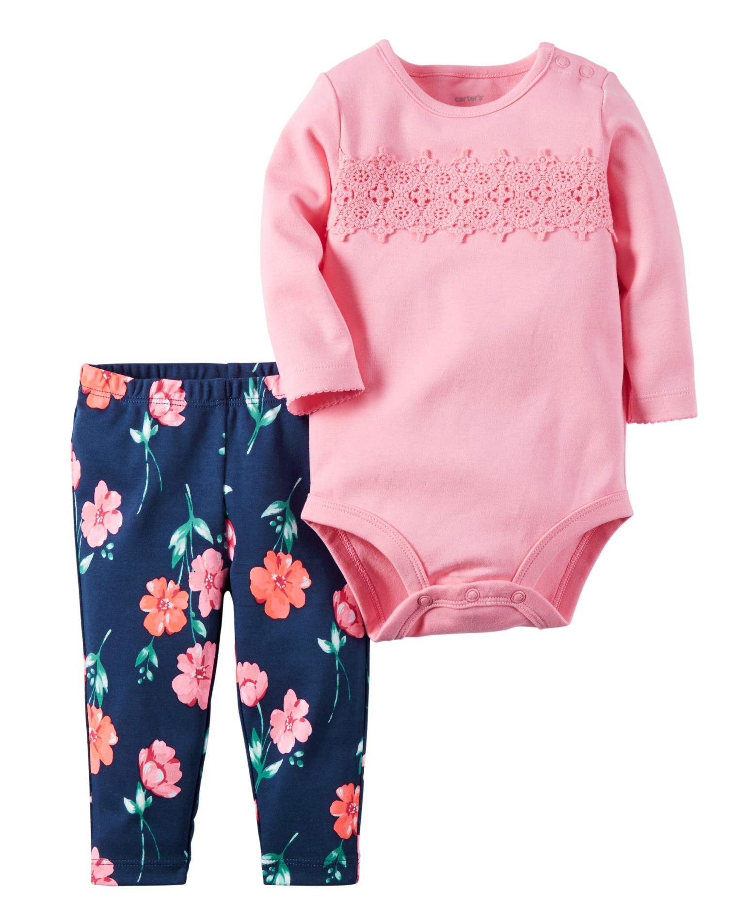 Carter's Newborn & Infant Girls' Long-Sleeve Bodysuit & Leggings - Floral