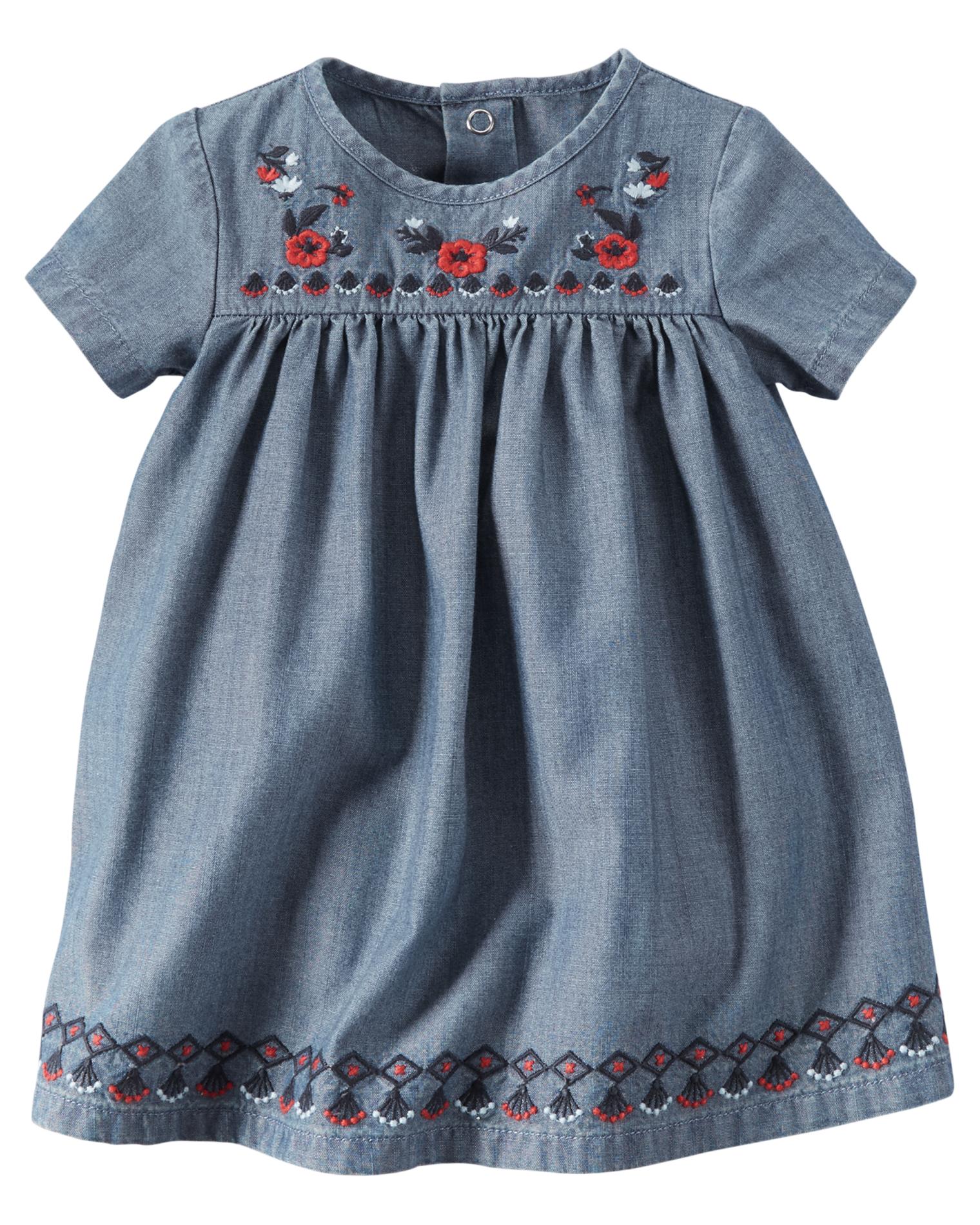 Carter's Newborn & Infant Girls' Chambray Dress & Diaper Cover