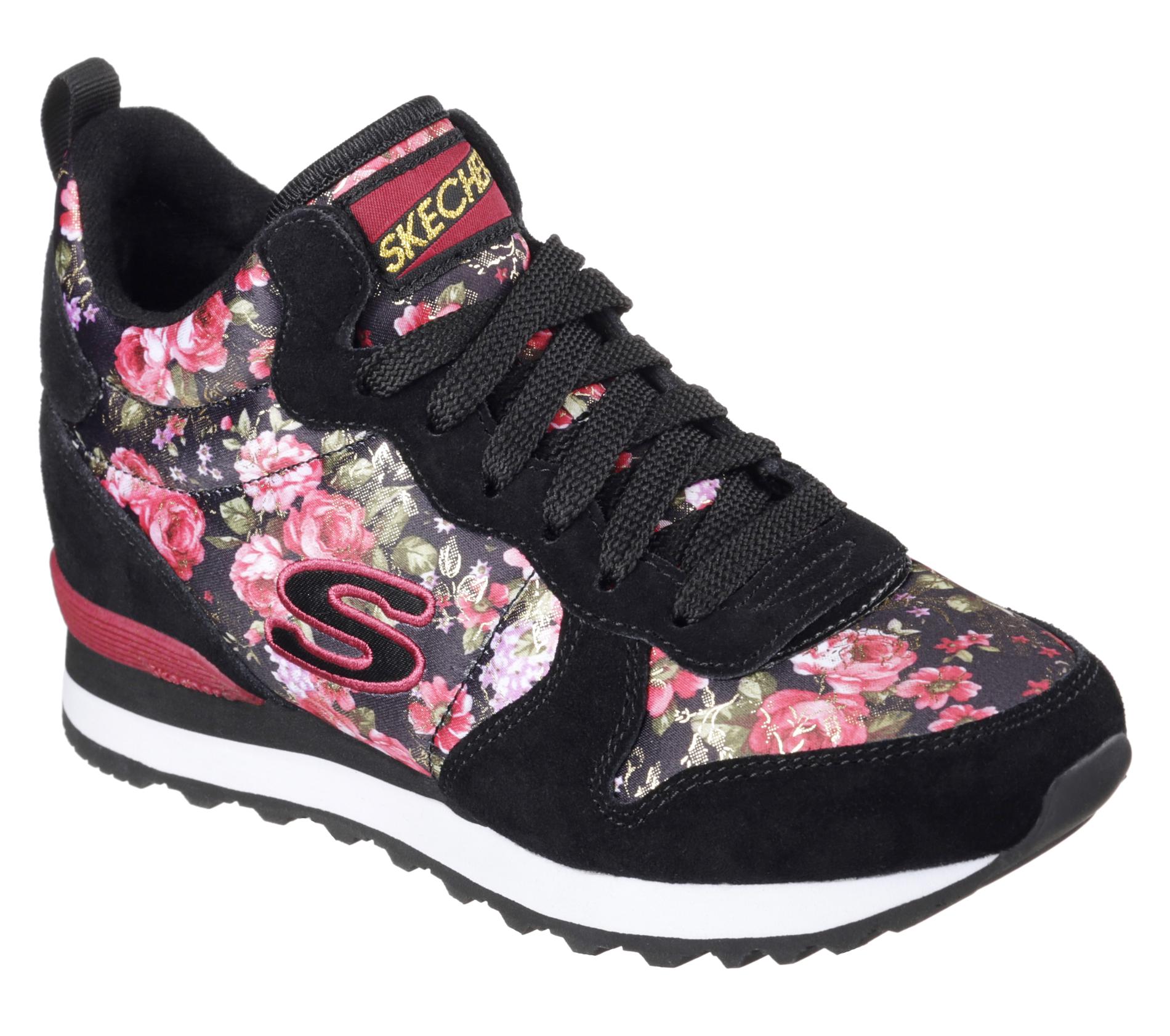 Skechers Women's Hollywood Rose Athletic Shoe - Black Floral