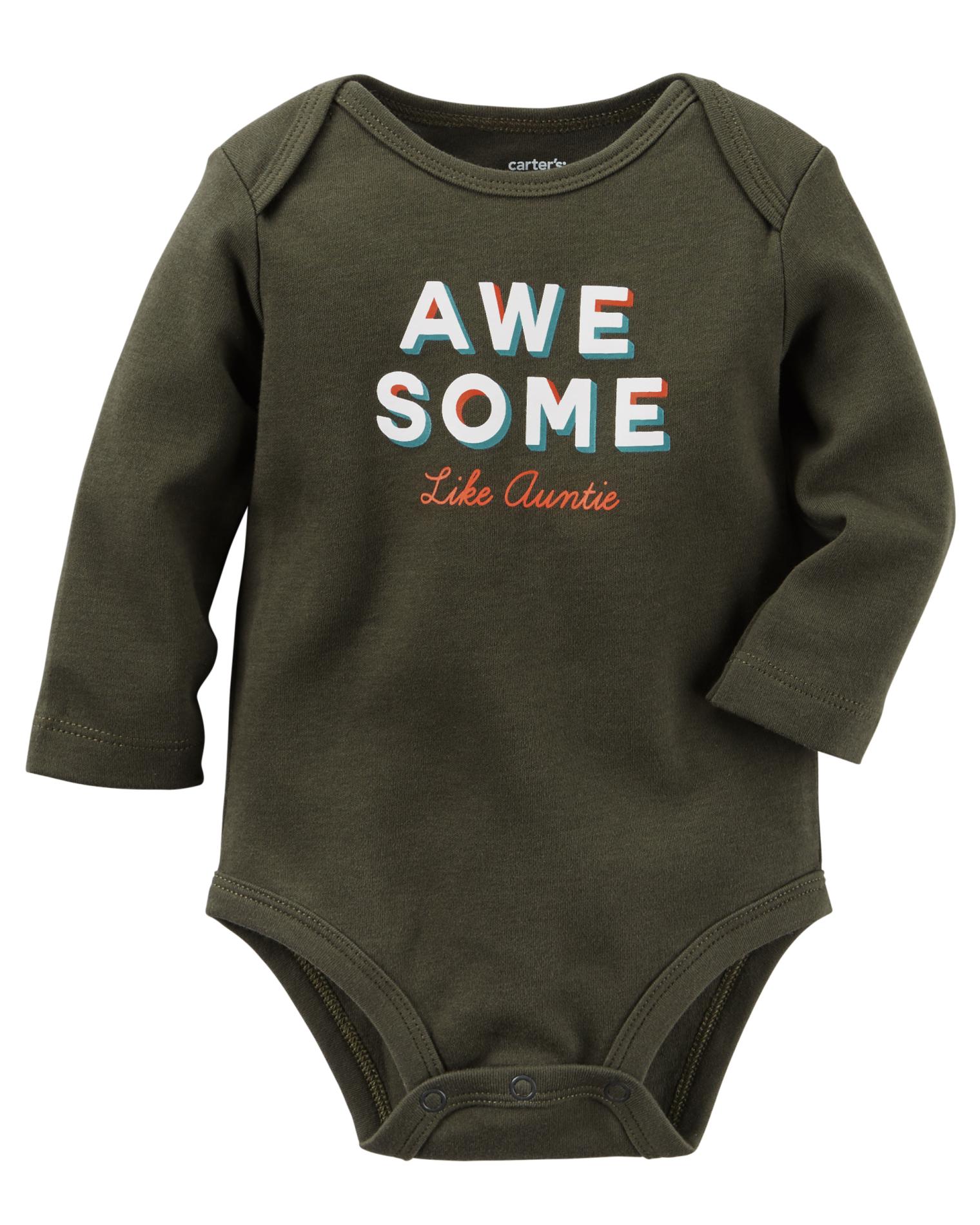 Carter's Newborn & Infant Boys' Long-Sleeve Bodysuit - Awesome Like Auntie
