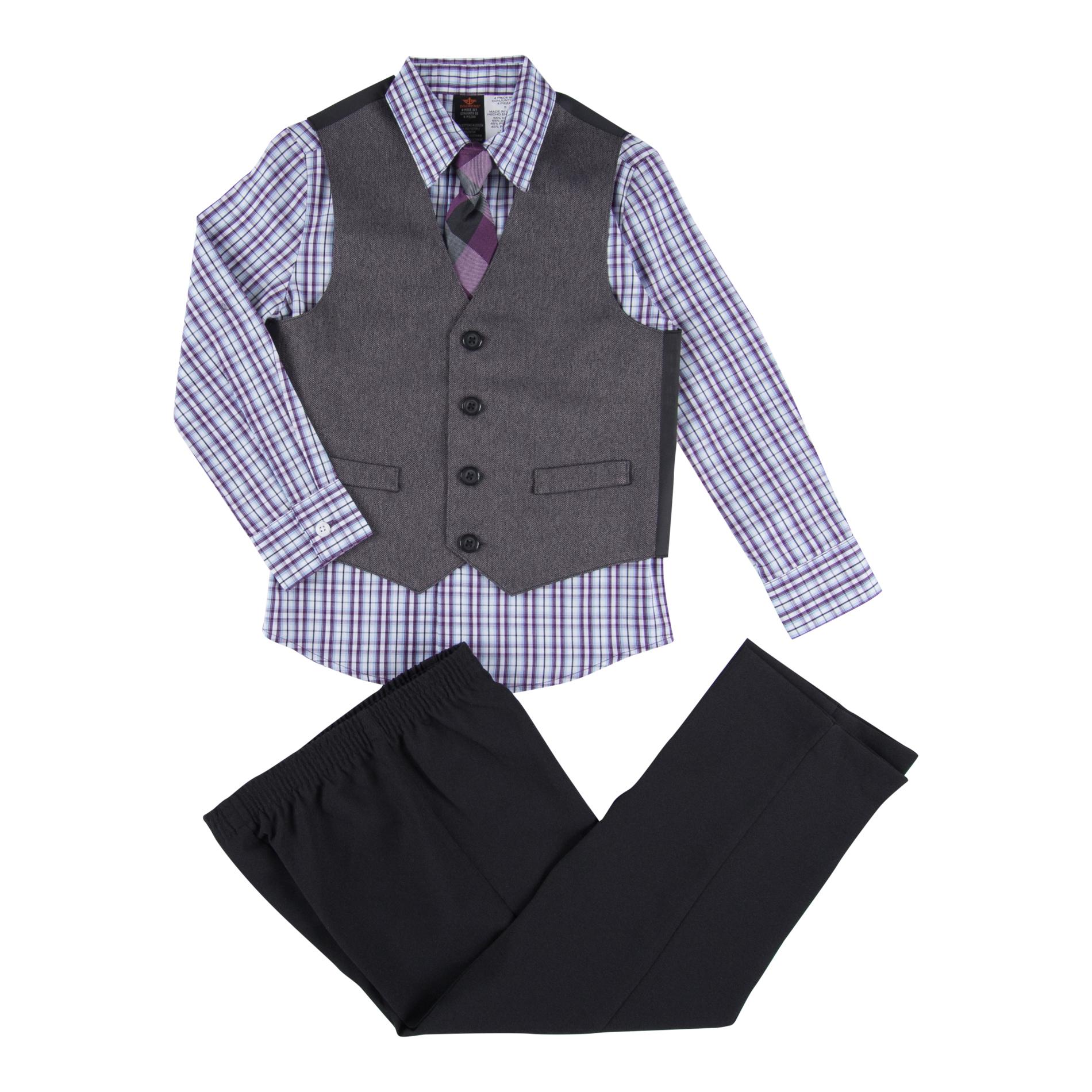 Dockers Boys' Dress Shirt, Vest, Necktie & Pants - Plaid
