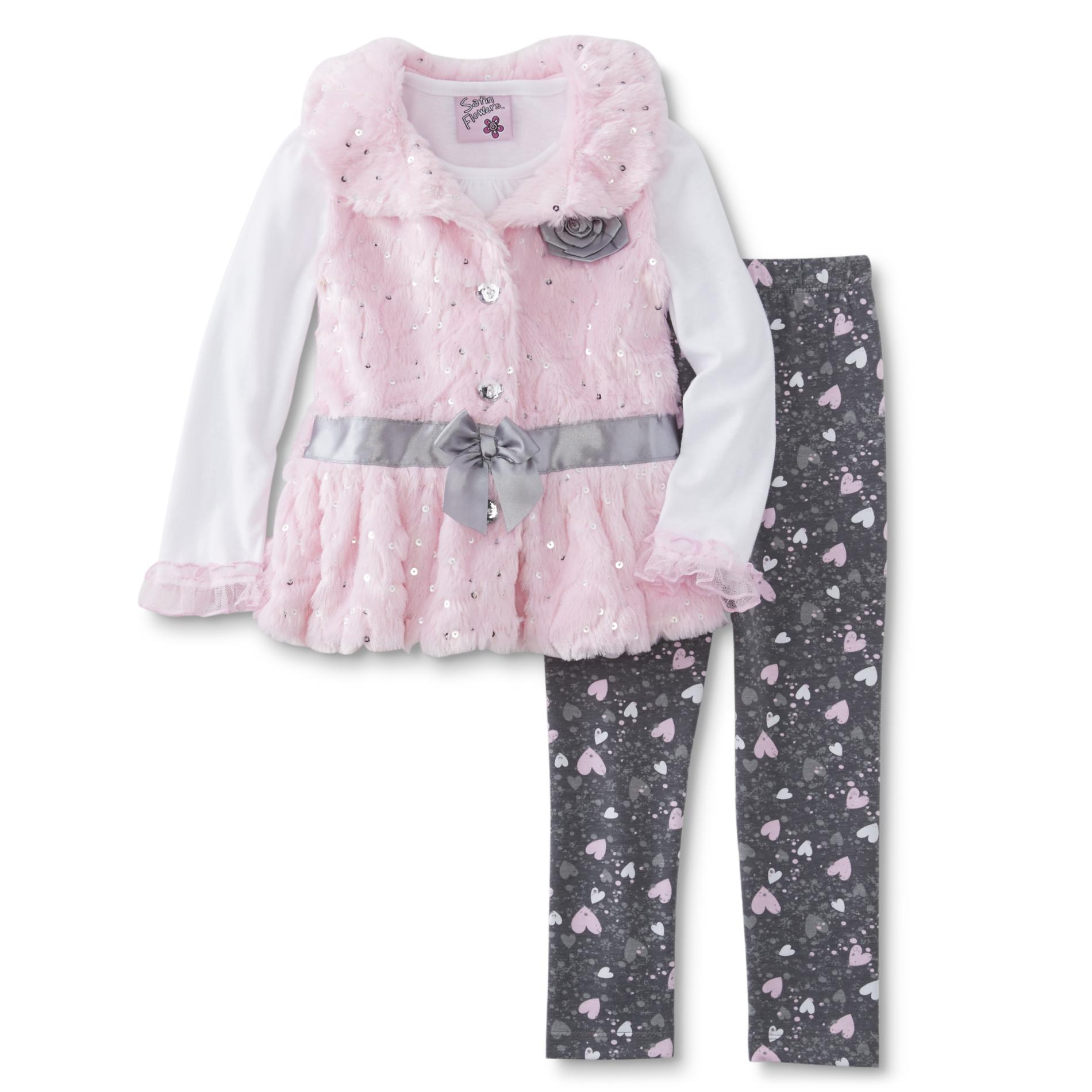 Infant & Toddler Girls' Vest, Shirt & Leggings - Hearts