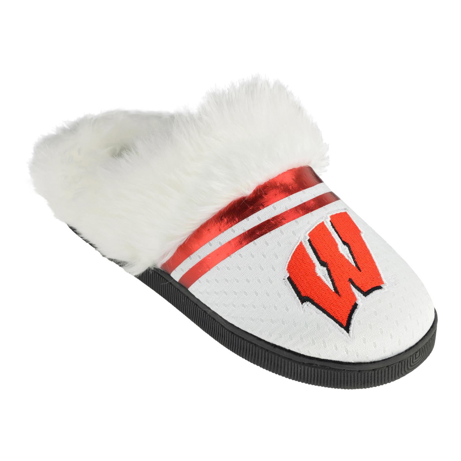 NCAA Women's University of Wisconsin Badgers White/Red Scuff Slipper