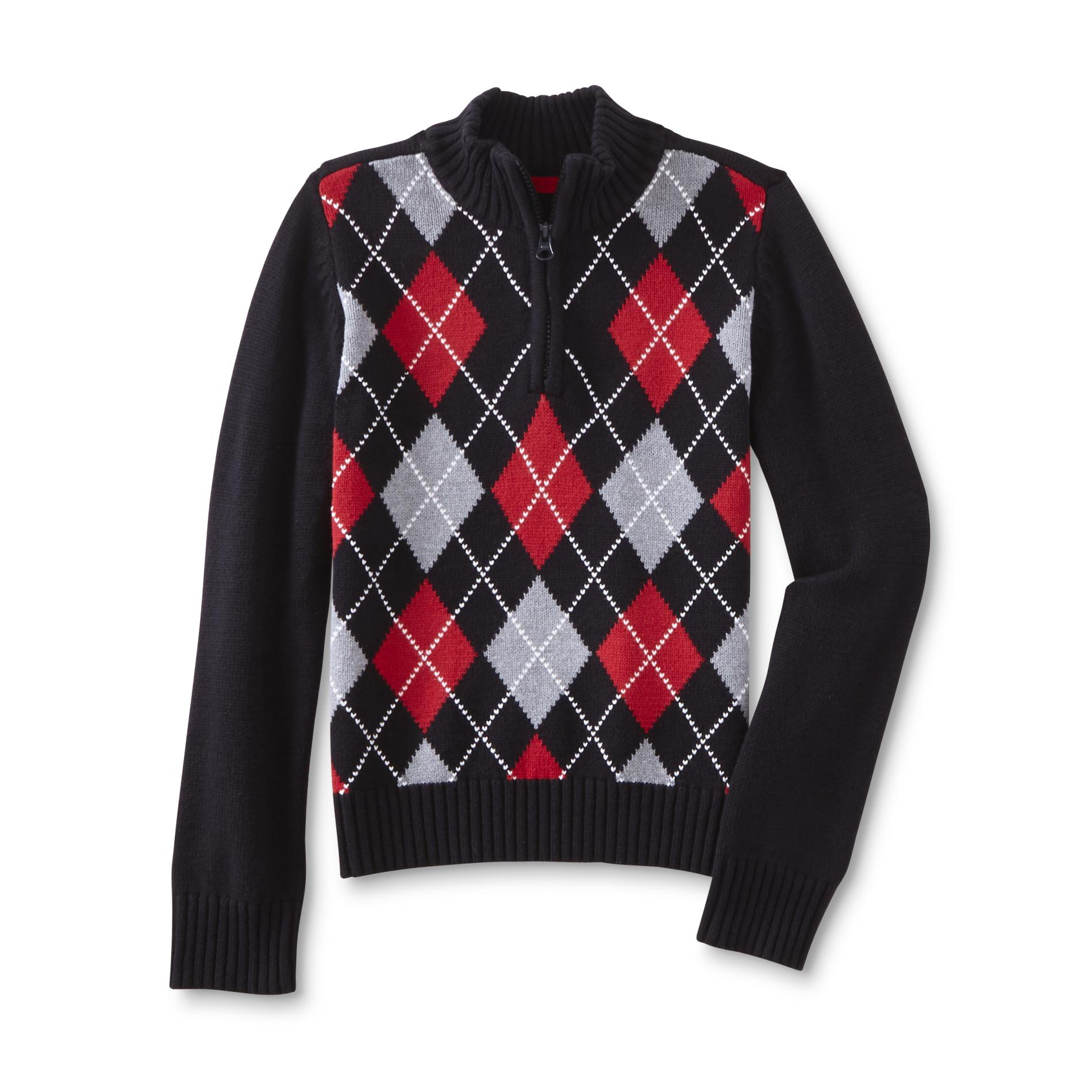 Toughskins Boys' Quarter-Zip Sweater - Argyle