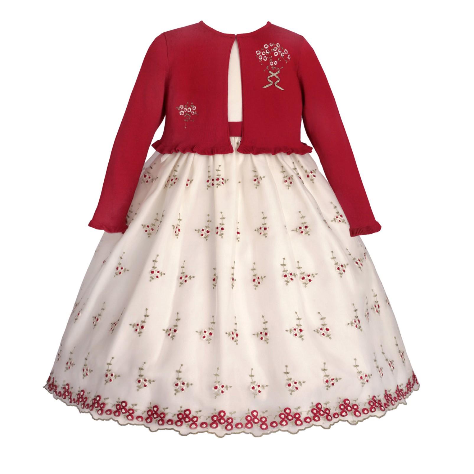 American Princess Girls' Embroidered Occasion Dress & Cardigan