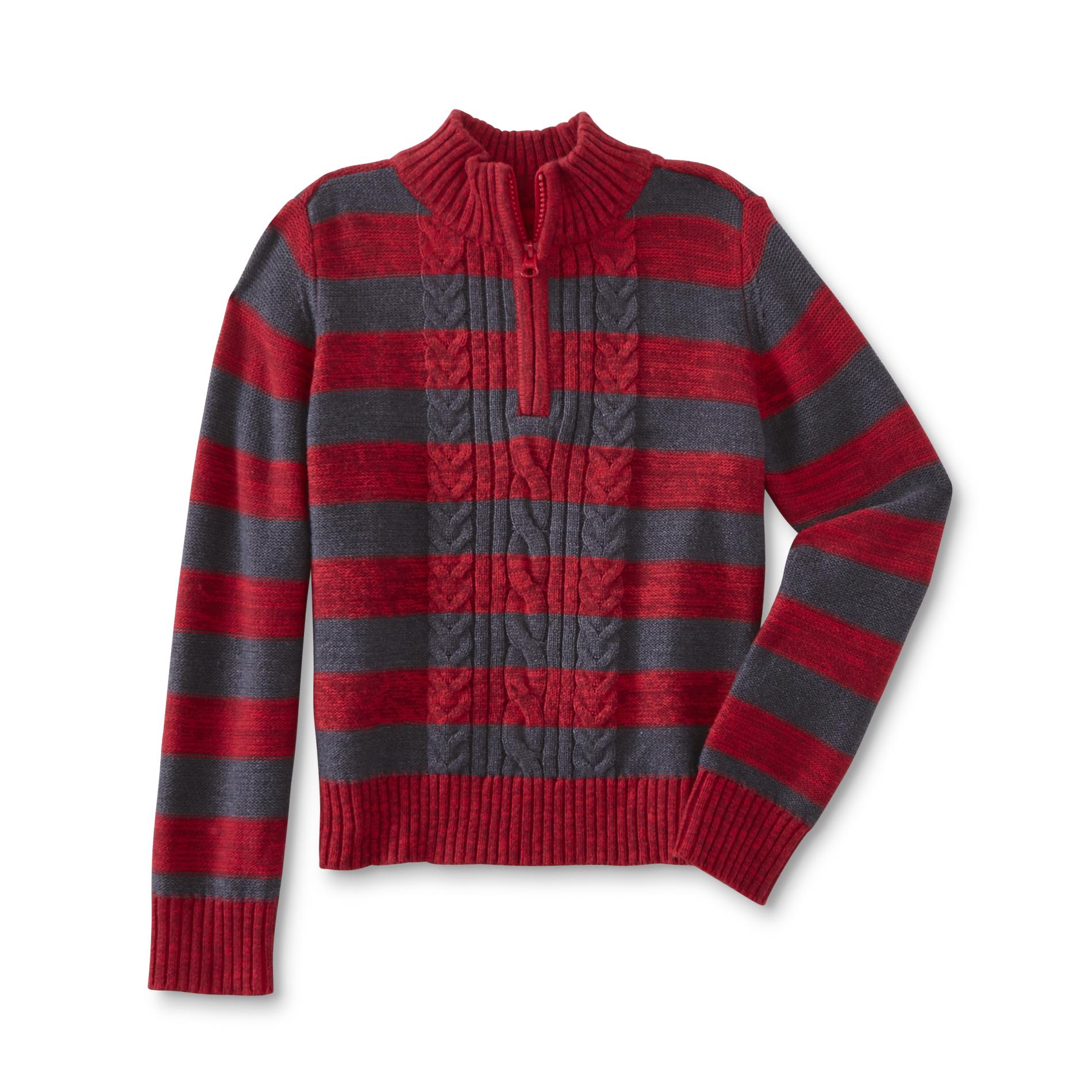 Toughskins Boys' Quarter-Zip Sweater - Striped