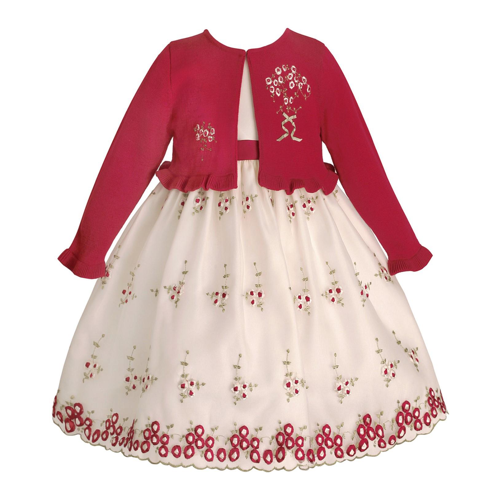 American Princess Newborn, Infant & Toddler Girls' Embroidered Occasion Dress & Cardigan