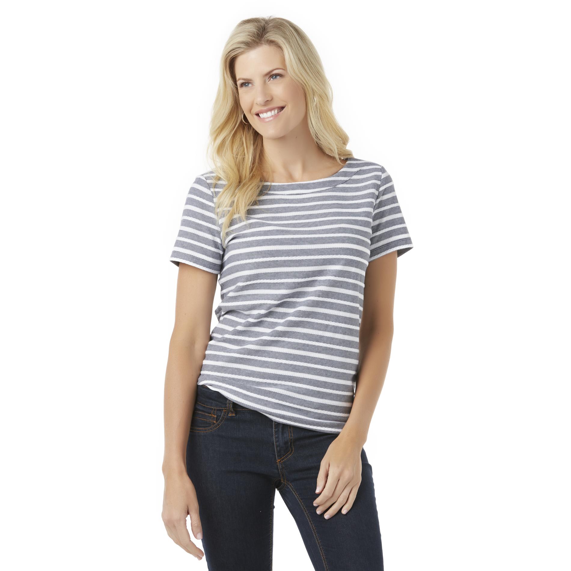 Basic Editions Women's Short-Sleeve Top - Striped