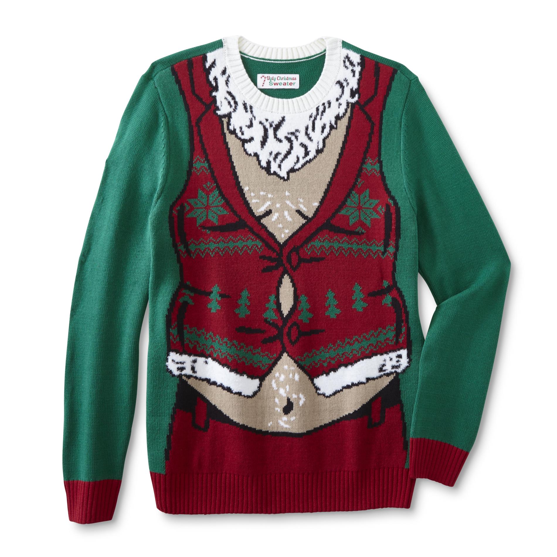 Young Men's Ugly Christmas Sweater - Santa