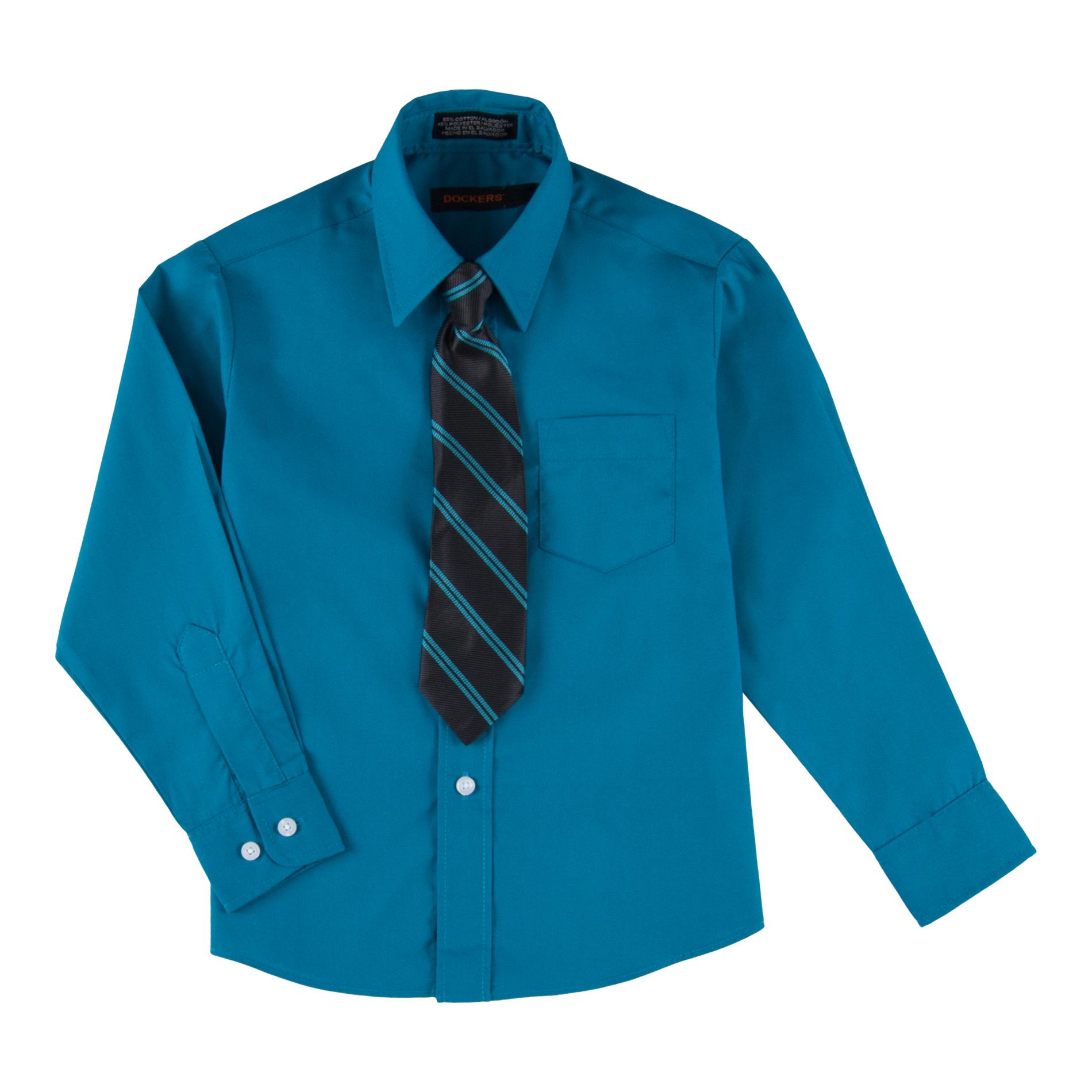 Dockers Boys' Dress Shirt & Necktie - Striped