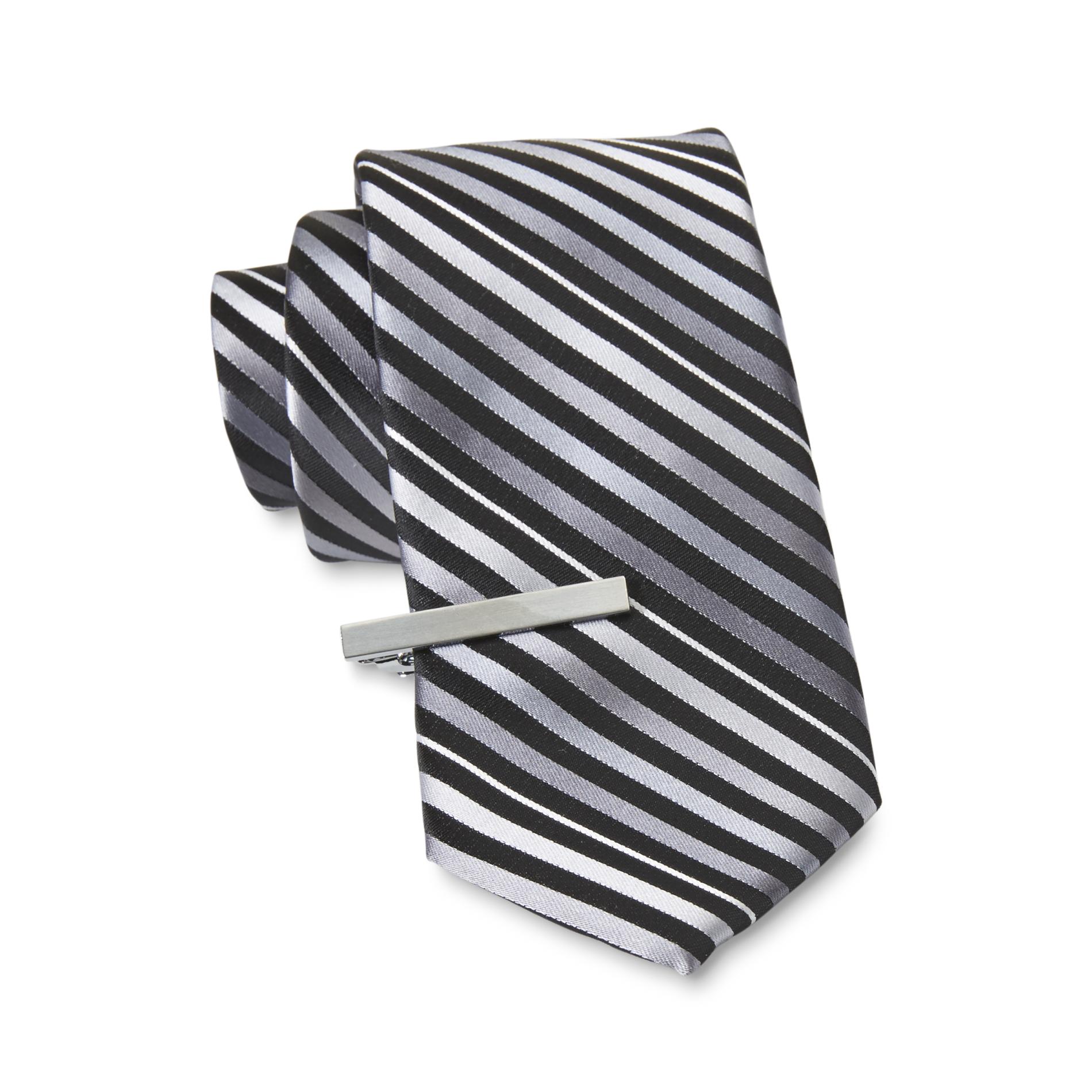 Structure Men's Necktie & Tie Bar - Striped