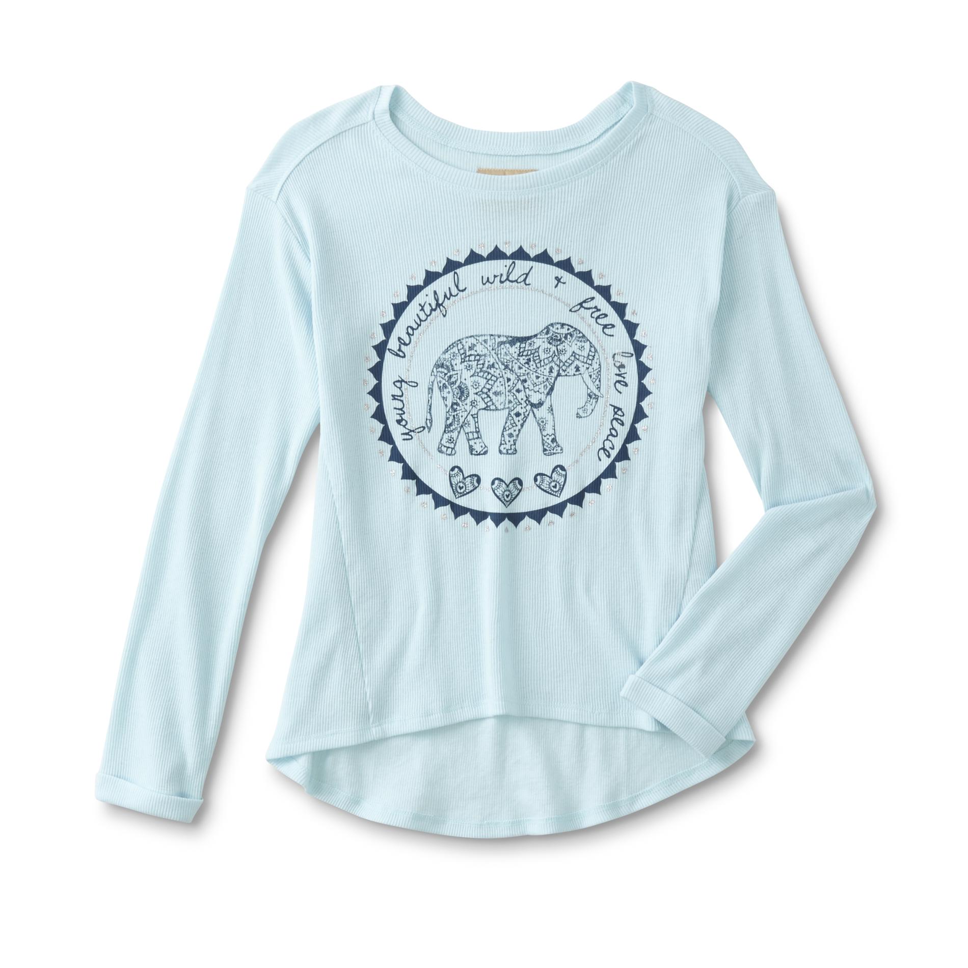 ROEBUCK & CO R1893 Girls' Long-Sleeve Graphic Top - Elephant
